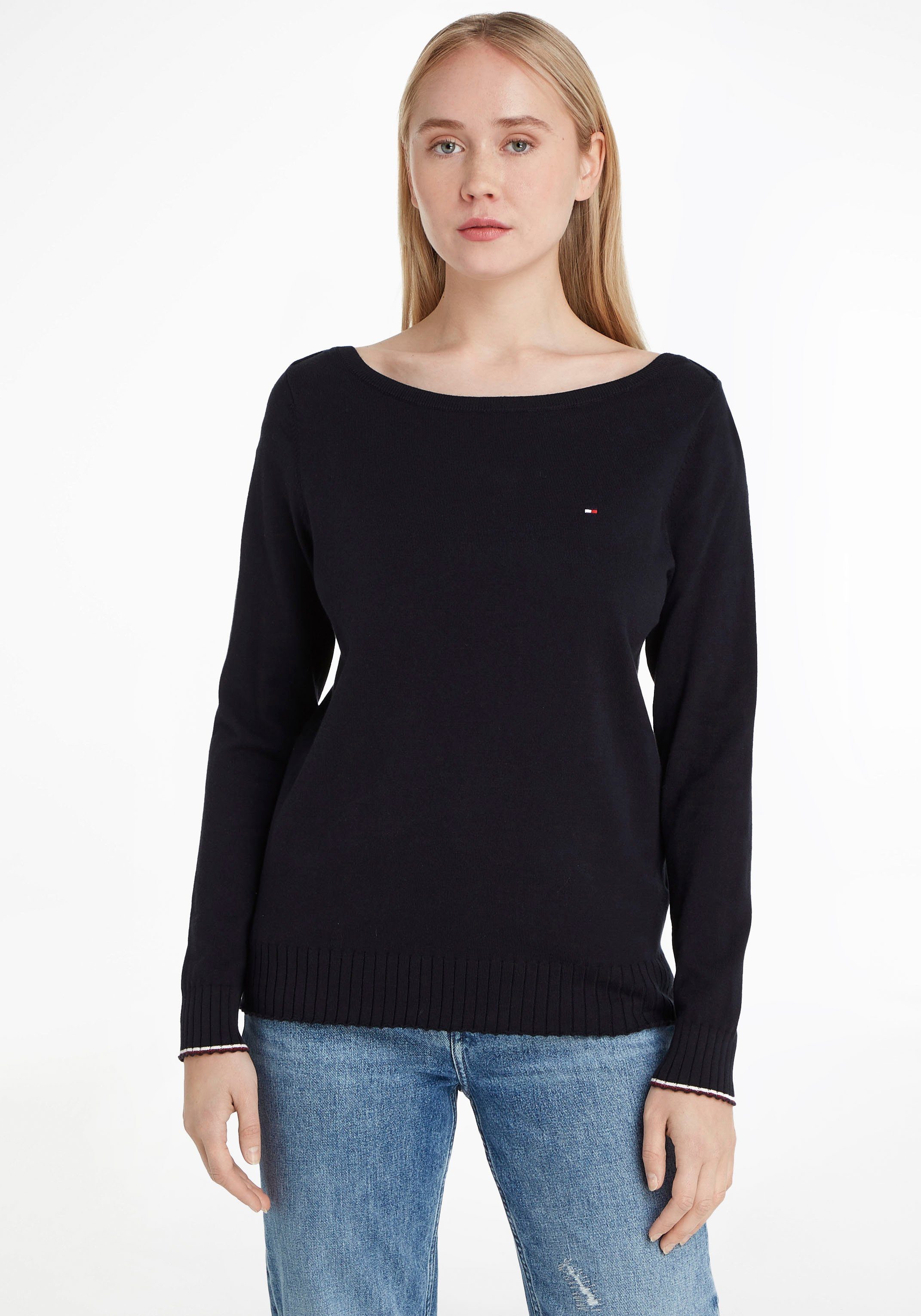 Tommy Hilfiger Strickpullover BOAT-NK SWEATER mit Tommy Hilfiger Markenlabel