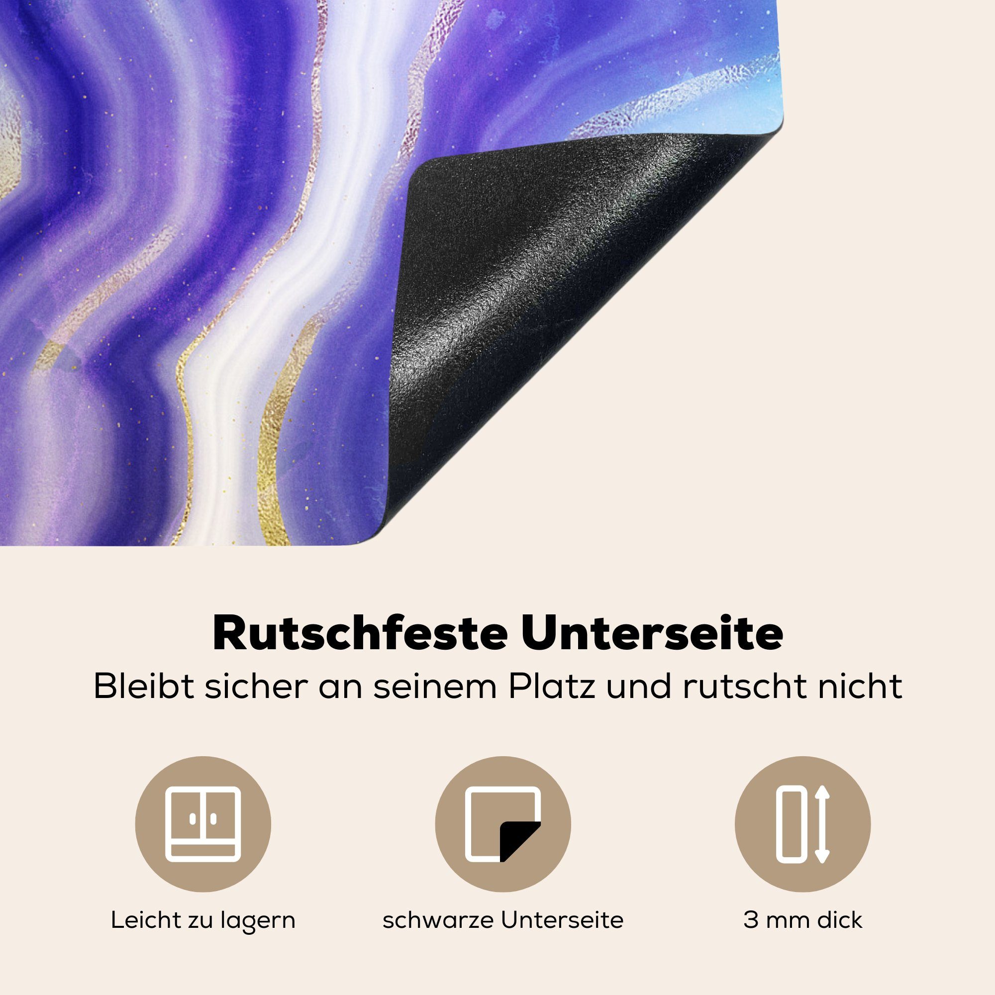 MuchoWow Herdblende-/Abdeckplatte Neon - Achatstein (1 tlg), cm, Dekoration 58x51 für Küchen Induktionskochfeld - Abstrakt, Vinyl, Induktionsherd