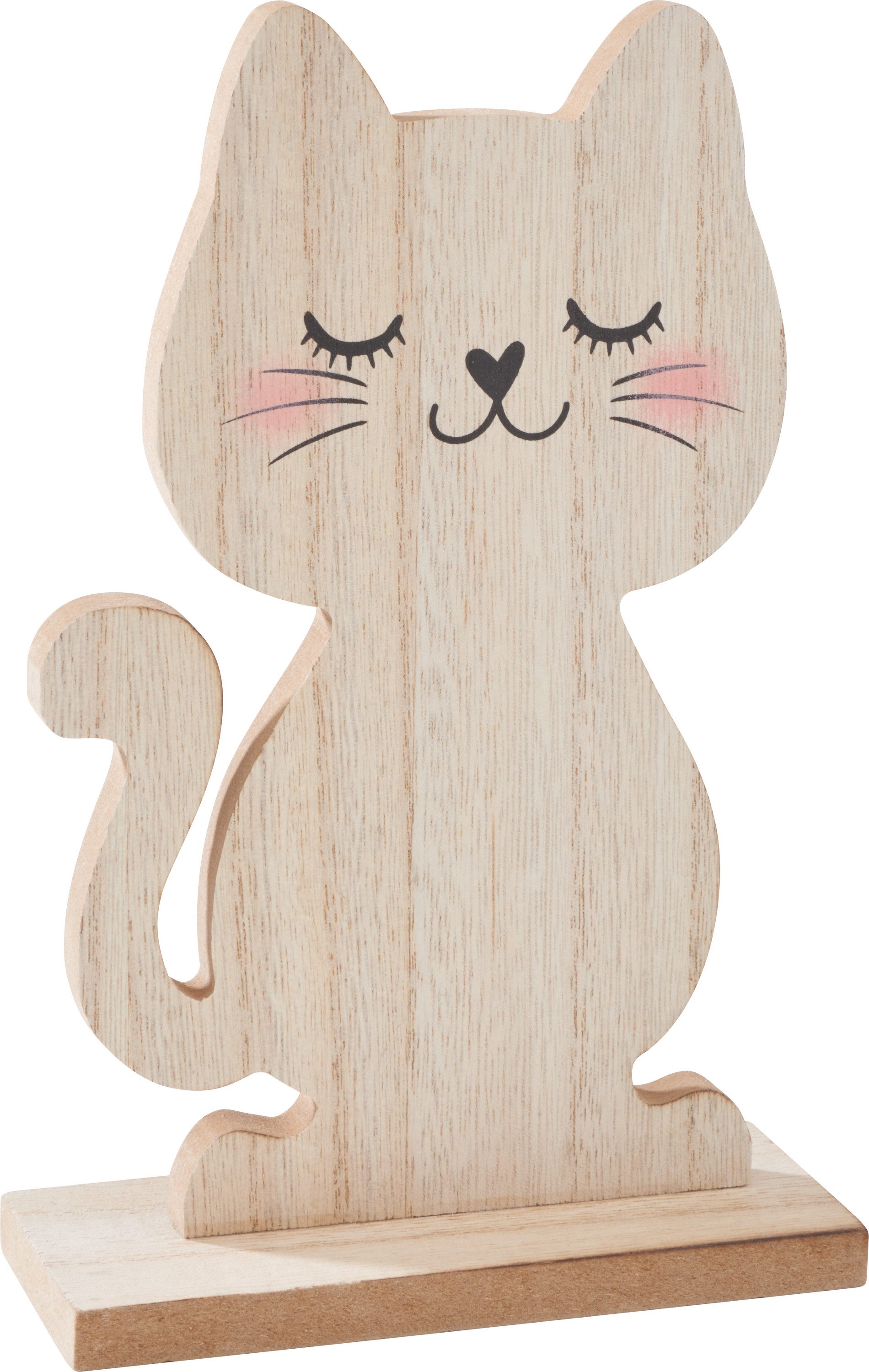 Dekoobjekt Holz-Figur Katze