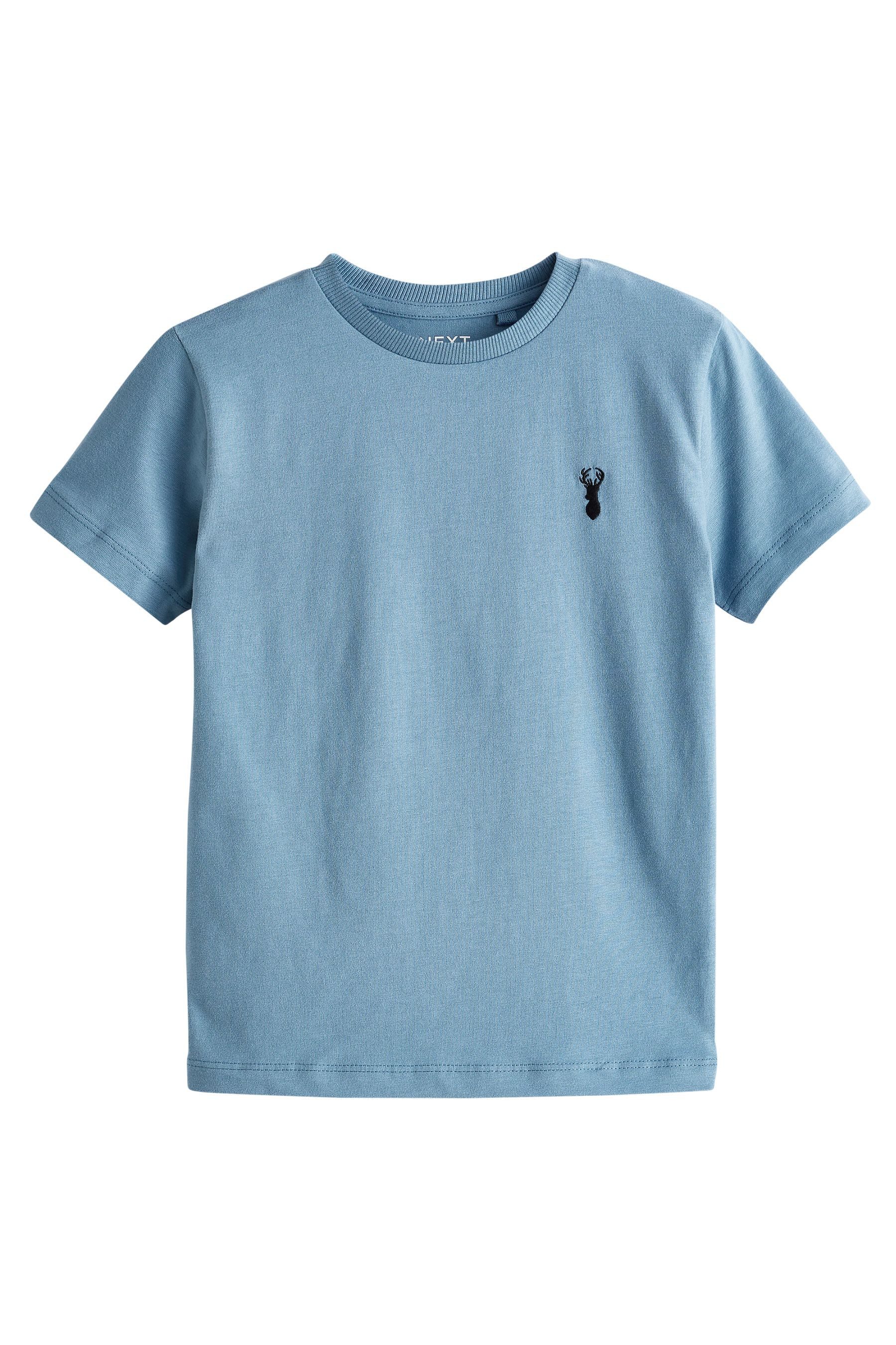 T-Shirt 4er-Pack Kurzarm-T-Shirts mit Hirsch-Stickerei