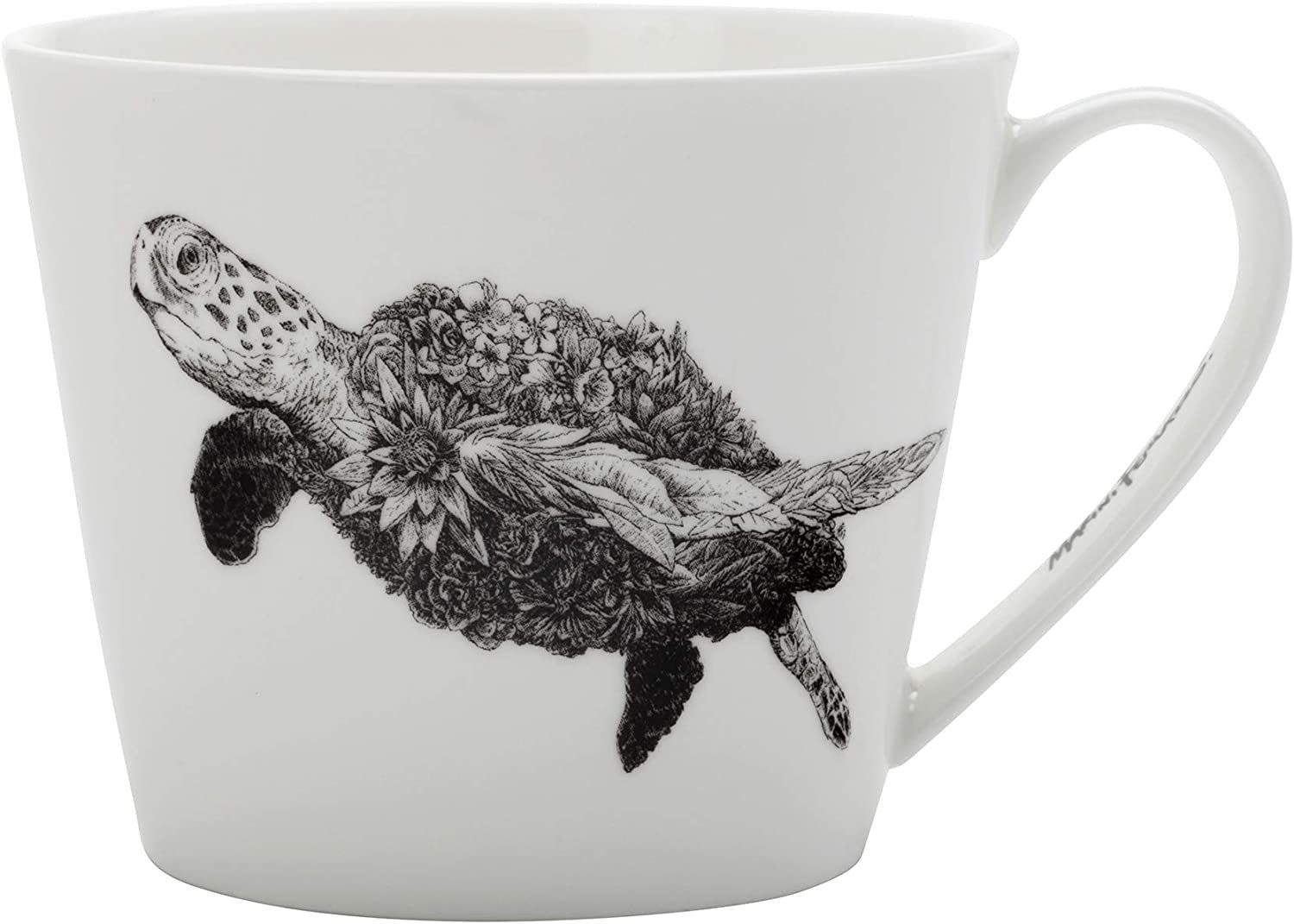 Maxwell & Williams Tasse Kaffeetasse MARINI FERLAZZO Becher Tasse, Turtle, Geschirr Schildkröte, 1-tlg., Porellan, weiß, Porzellan Keramik Becher für Kuchen Essen, Frühstück