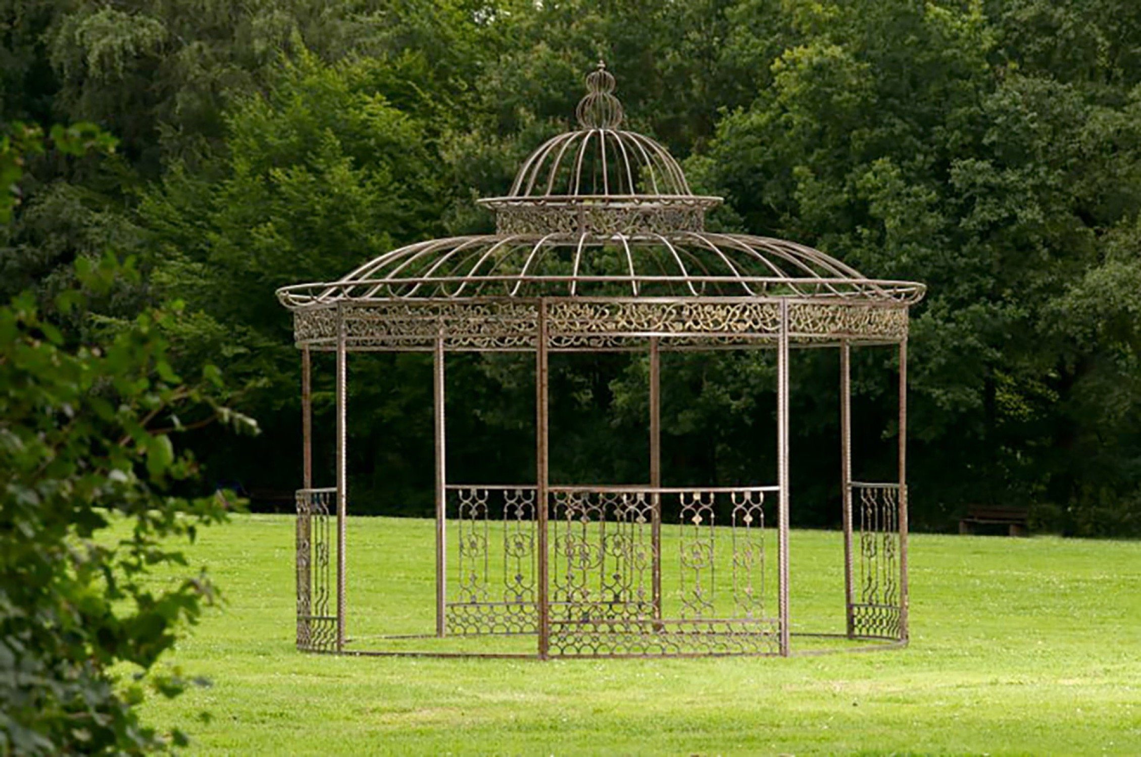 TPFGarden Rosenbogen Romana, Metall Pavillon - Spalier - Rankhilfe - Rankgitter aus massivem Eisen, Rosenpavillon - Kletterhilfe - Maße (HxBxT) 350 x 370 x 370cm