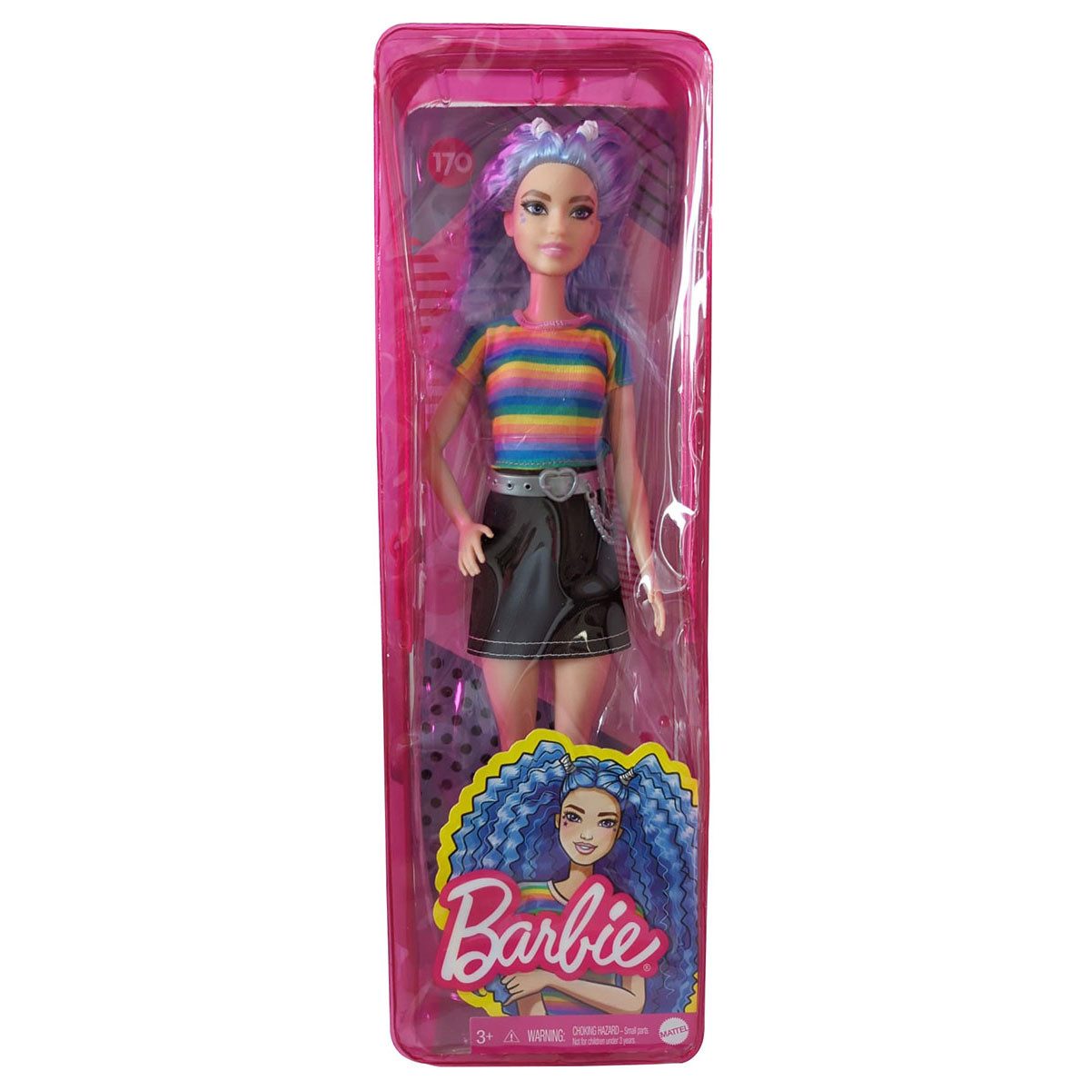 Mattel® Stehpuppe Mattel GRB61 Barbie Fashionistas Puppe mit lila Haar & Regenbogen Shir