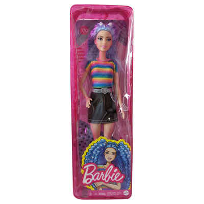 Mattel® Stehpuppe Mattel GRB61 Barbie Fashionistas Puppe mit lila Haar & Regenbogen Shir