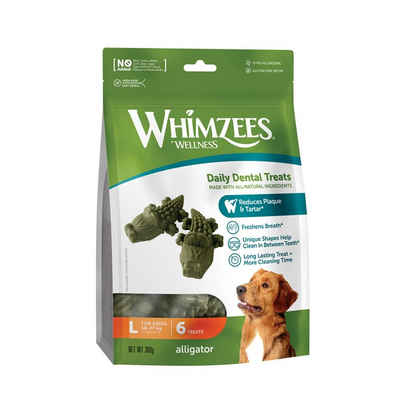 Whimzees Tier-Zahnpflegeset ALLIGATOR - Vegetarischer Zahnpflege-Snack, Größe M für Hunde 1-27 kg, (6-St)