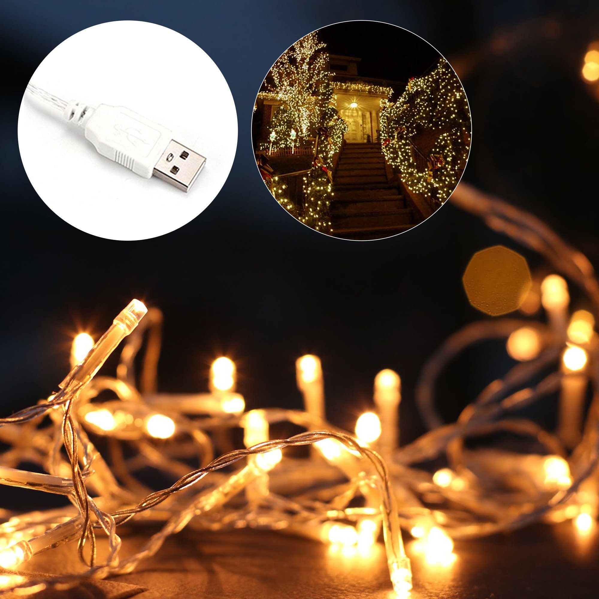 Salcar LED-Lichterkette »10m USB Lichterkette Outdoor Indoor, 100 LED  Kupferdraht Lichterkette Weihnachten Advent, Weihnachtsbeleuchtung  Weihnachtsdekoration für Innen und Außen, Warmweiß/Bunt« online kaufen |  OTTO