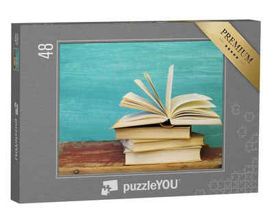 puzzleYOU Puzzle Ein Stapel Bücher, 48 Puzzleteile, puzzleYOU-Kollektionen Nostalgie