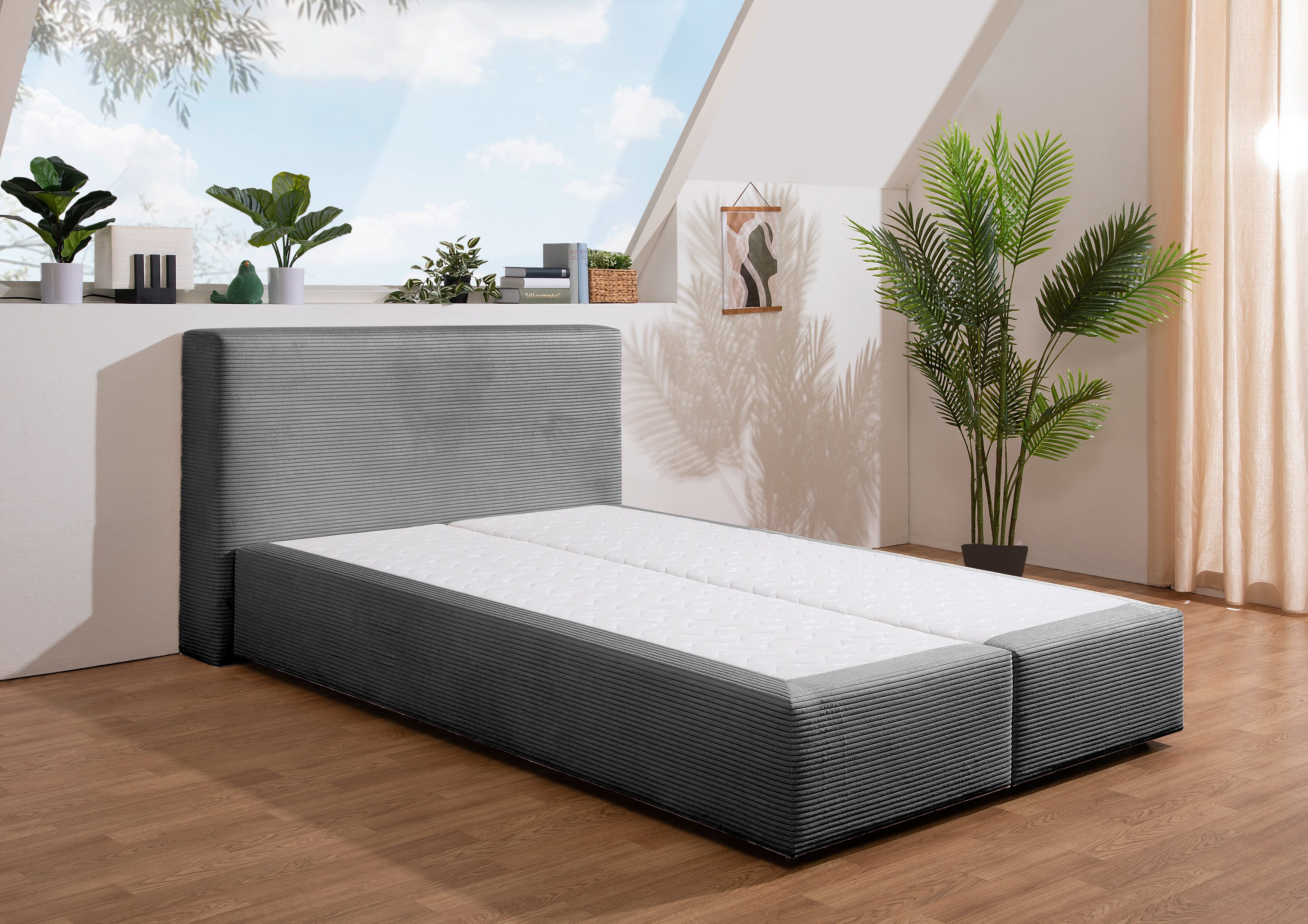 andas Boxspringbett "Åby", In Cord Bezug, wahlweise mit und ohne Matrazte e günstig online kaufen
