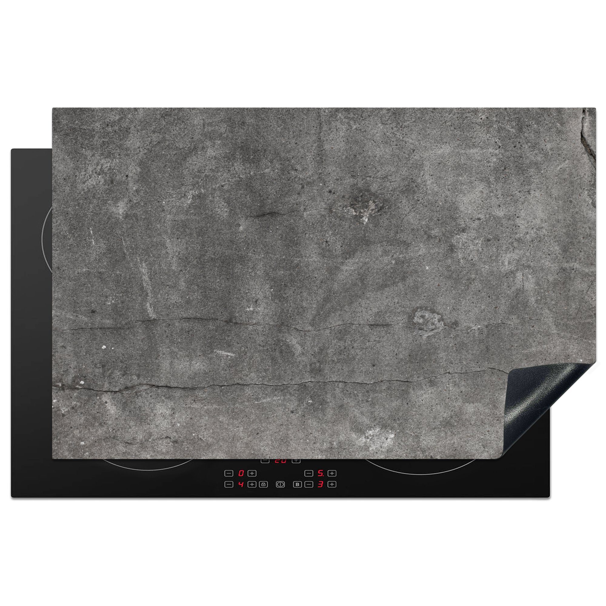 MuchoWow Herdblende-/Abdeckplatte Beton - Wand - Zement, Vinyl, (1 tlg), 81x52 cm, Induktionskochfeld Schutz für die küche, Ceranfeldabdeckung