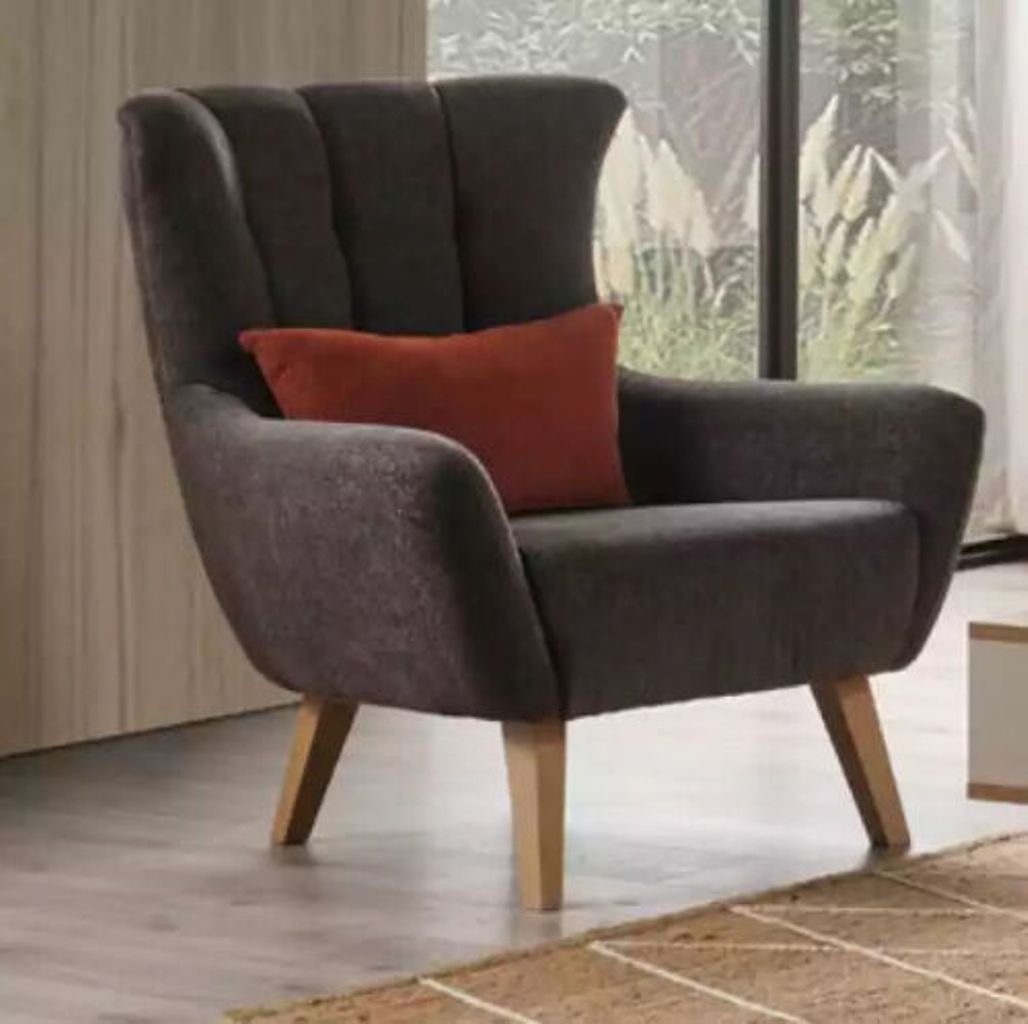 JVmoebel Sessel Sessel 1 Sitzer Textil Lounge Luxus Polster Sitzer Neu Design Grau (1-St., 1x nur Sessel), Made in Italy