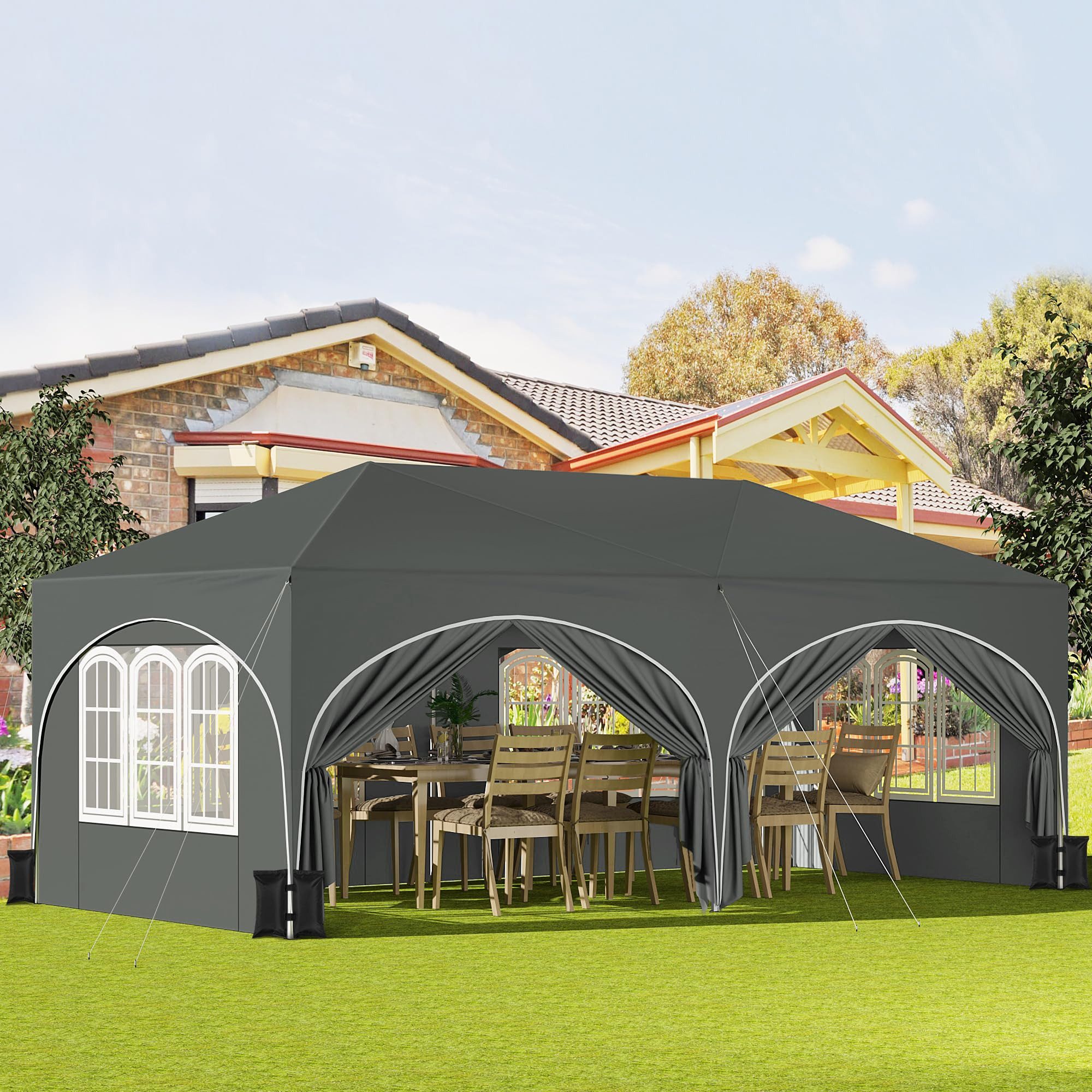 Woltu Pavillon, Faltpavillon wasserfest stabil UV-Schutz mit 4 Sandsäcke(ohne Sand)