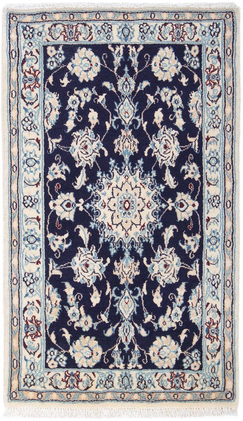 x 400 cm, Unikat Hochflor-Läufer morgenland, 10 mit Nain rechteckig, 77 Höhe: Blumenmuster Blu Zertifikat mm, scuro