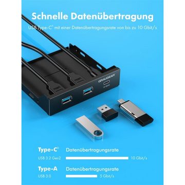 GRAUGEAR PC-Gehäuse G-MP01, USB HUB Multi Frontblende USB 3.2 Gen2 Type C, 3,5" Schacht