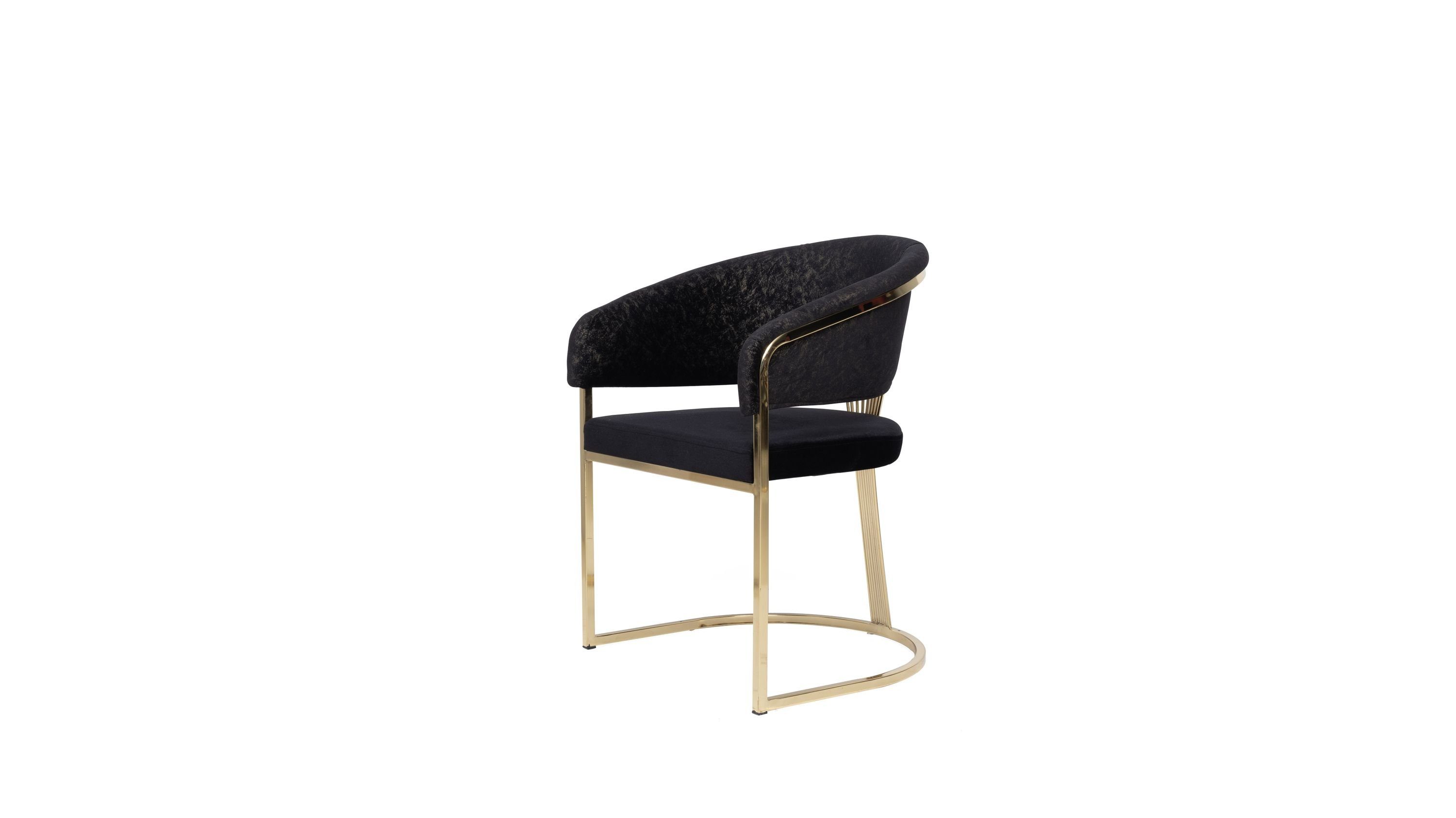 Möbel Schwarz Set: Esszimmerstuhl Set Gold Luxus-Microfaser St), Villa Quality in Hand enthält, Turkey, 6 Made - Made (Stuhl Casa Quality,