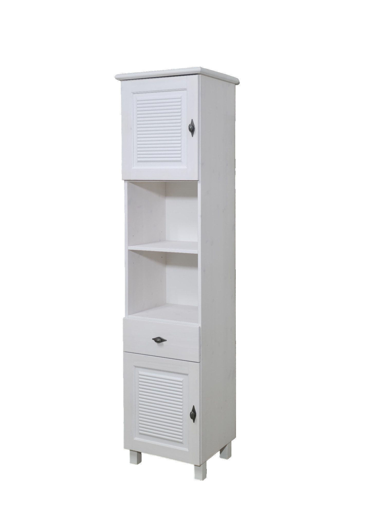 OTTO home Hochschrank Rauna aus massiver Kiefer, Breite 44 cm, Rillenoptik, made in EU