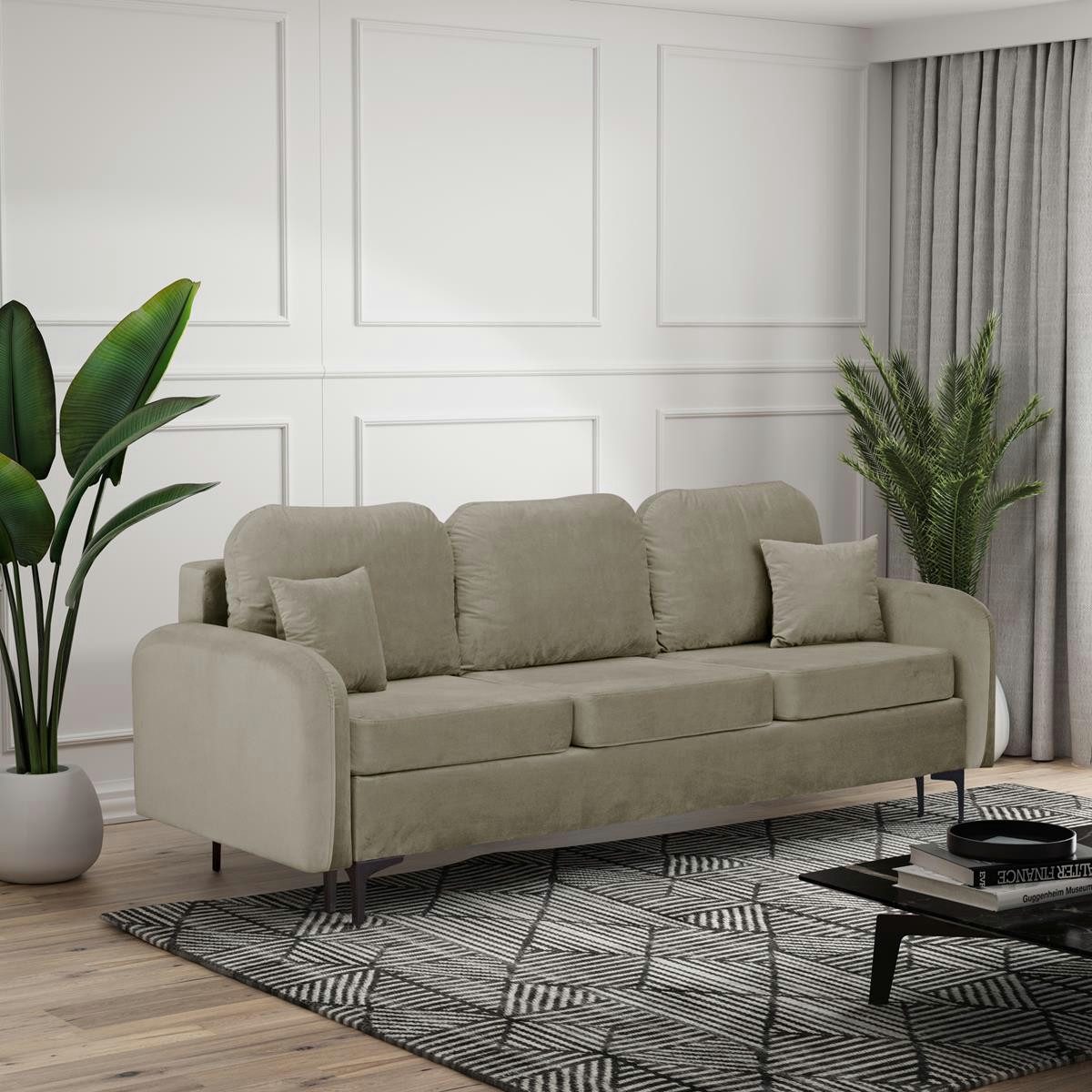 Compleo Schlafsofa 228 cm breit BELLA, Klassisch design, Metallfüße