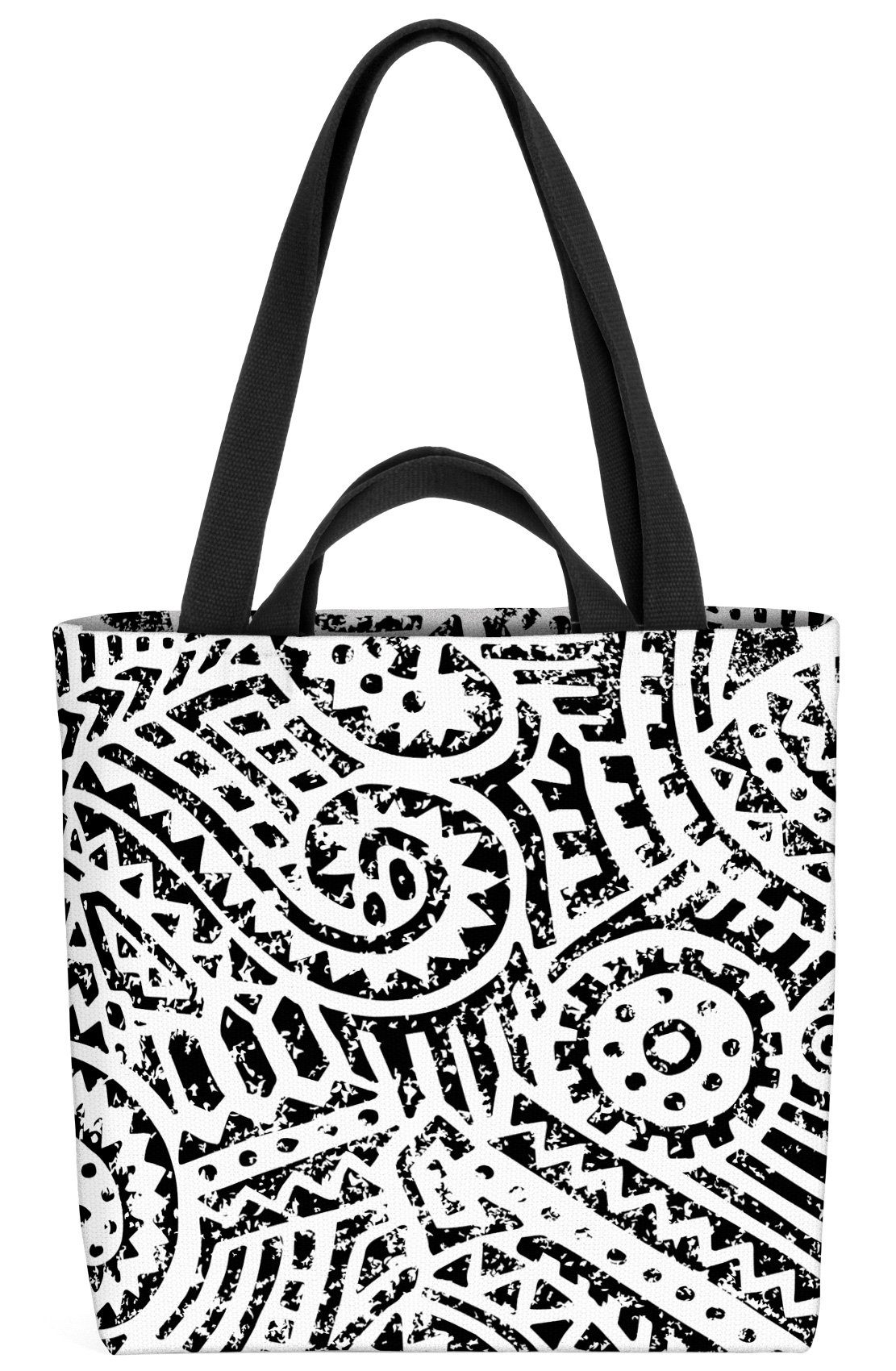 VOID Henkeltasche (1-tlg), Black and White Geometrisch geometrisch grunge patchwork azteken maja