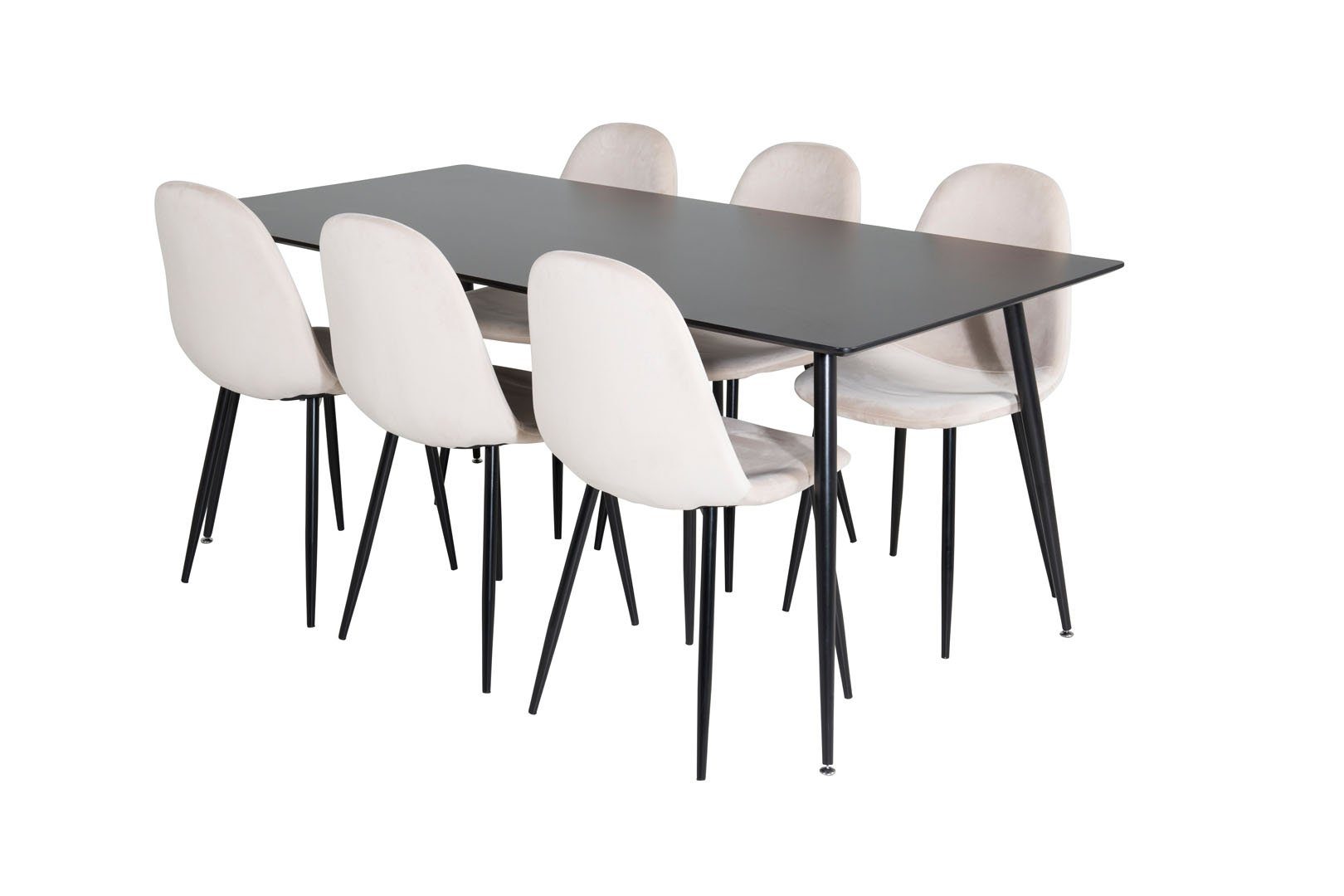 ebuy24 Essgruppe SilarBL180 schwarz Polar, Esstisch Beige und Essgruppe 6 (7-tlg)