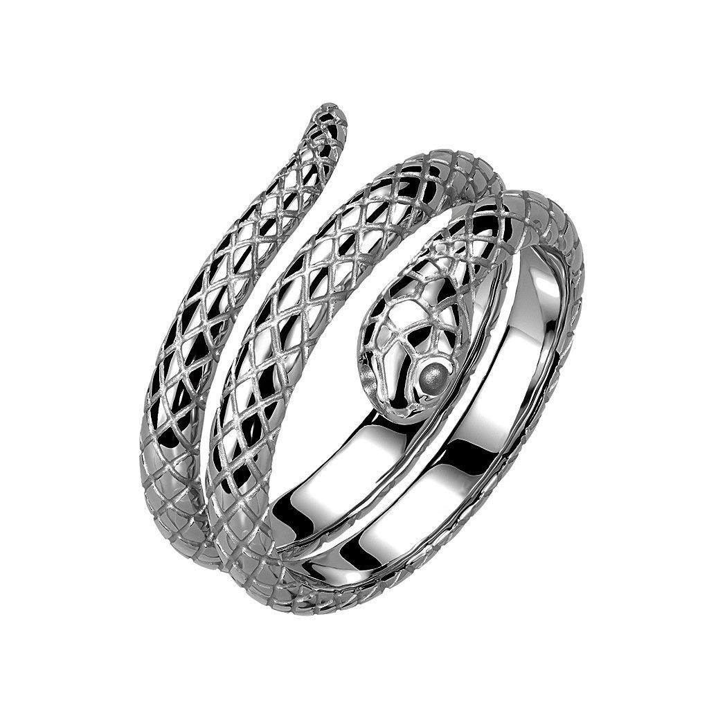 BUNGSA Fingerring 64 (20.4) Ring Schlange silber aus Edelstahl Unisex (Ring, 1-tlg), Damen Herren