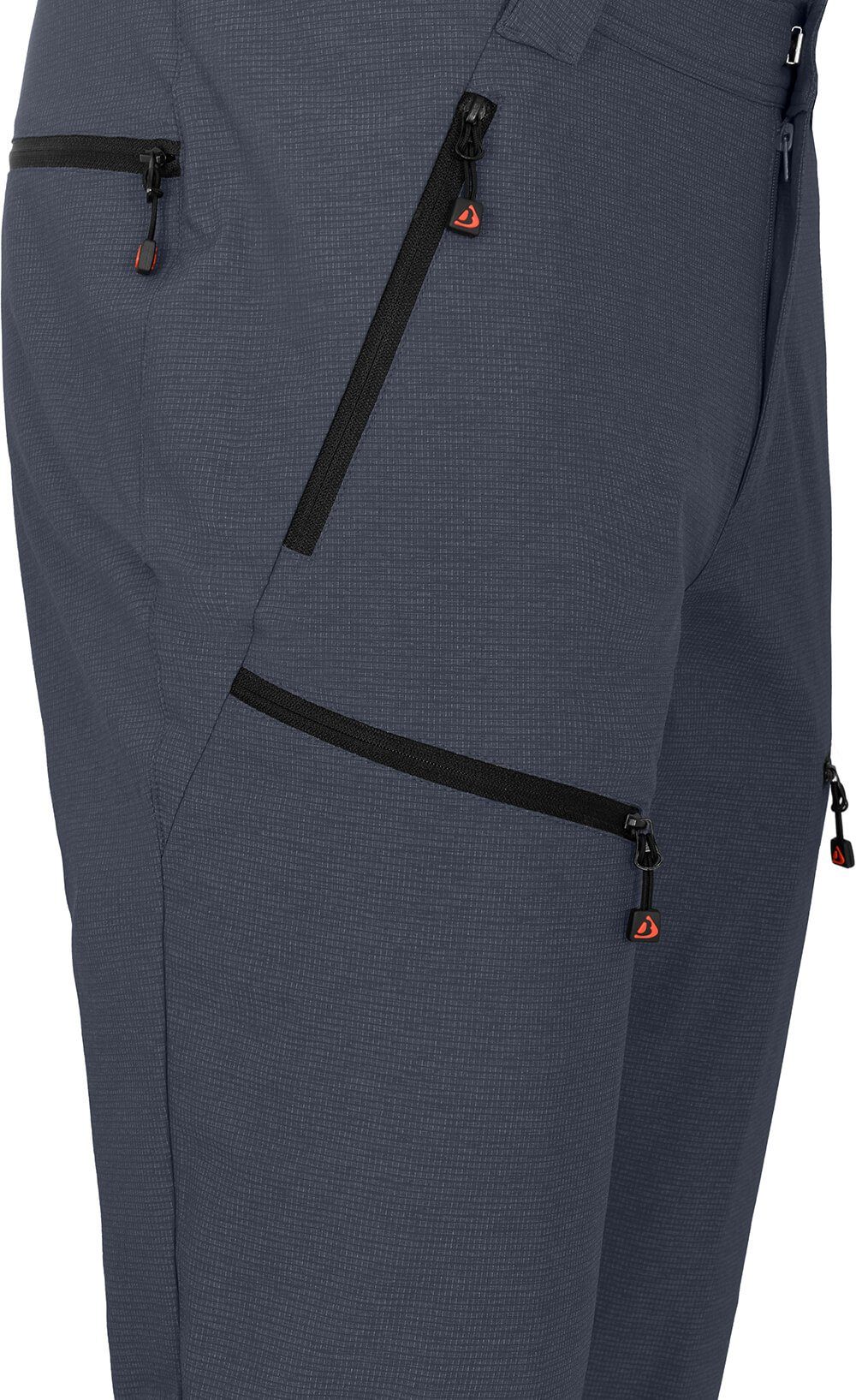 Bergson Zip-off-Hose LEBIKO grau/blau robust mit Kurzgrößen, T-ZIPP Wanderhose, Herren elastisch, Doppel Zipp-Off