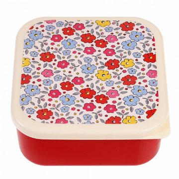 Rex London Lunchbox Snack Box 3er Set Tilde Blumen Blüten, Kunststoff, BPA-frei, (Set, 3-tlg., ca. 11,5 x 11,5 x 5,5 cm (große Box), jede Box mit eigenem Design, passt genau in den größeren Behälter