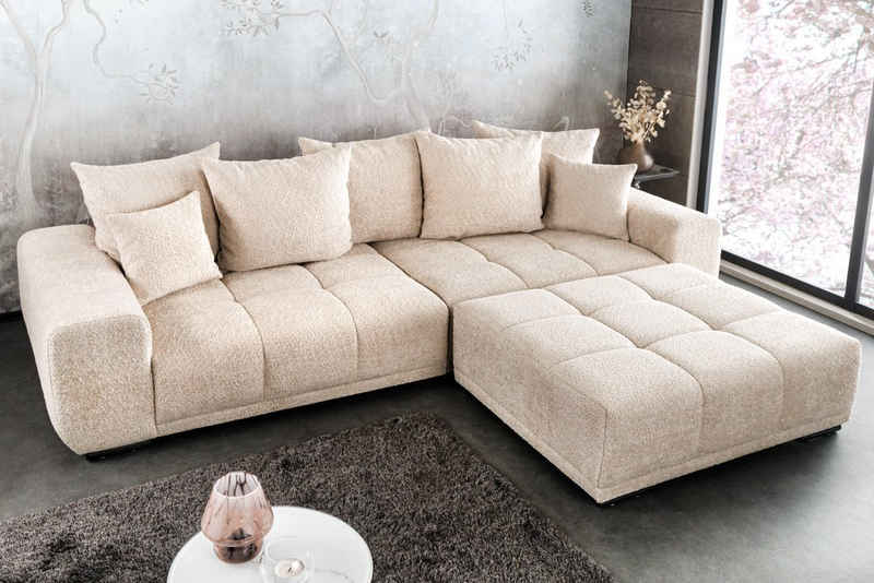 riess-ambiente Big-Sofa ELEGANCIA 285cm champagner beige, Einzelartikel 1 Teile, XXL Couch · Bouclé · mit Federkern · inkl. Kissen · Modern Design