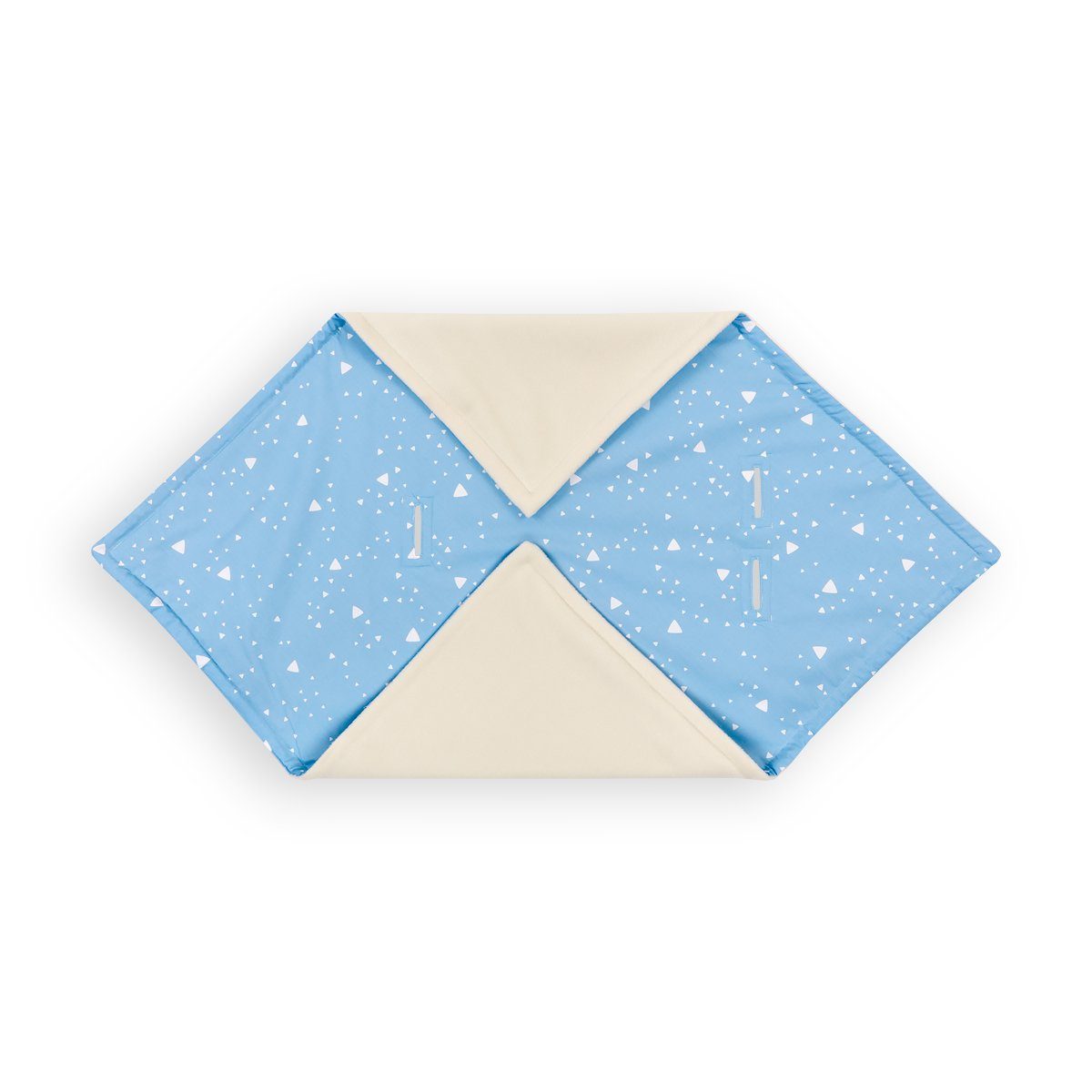 Einschlagdecke abgerundete Dreiecke weiß auf Blau, KraftKids, für Babyschalen, besonders dicker Fleece, pillingfrei, für Babyschalen, besonders dicker Fleece, pillingfrei