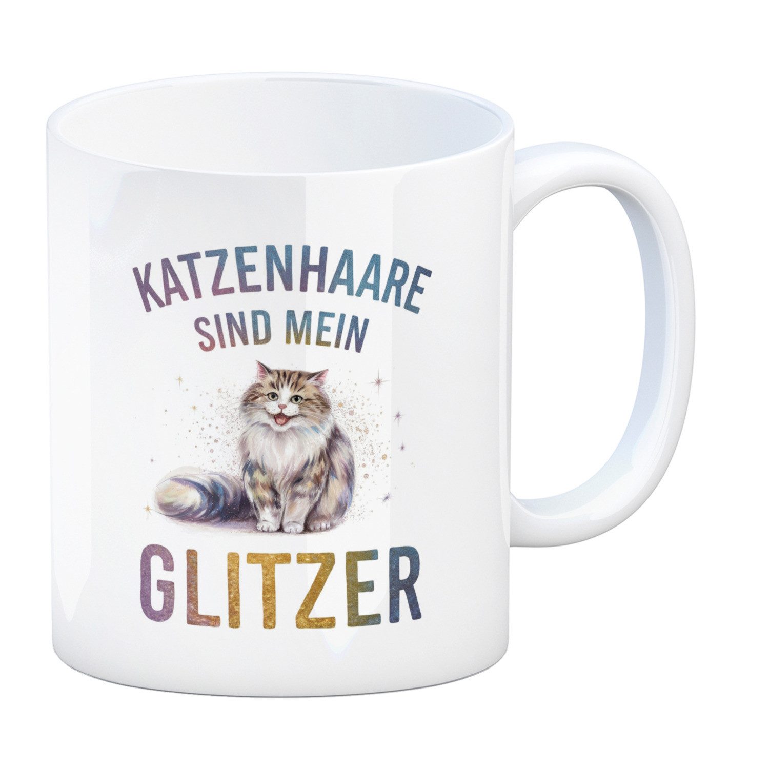 Tasse Katzenhaare sind Glitzer Kaffeebecher Fröhliche Flauschkatze