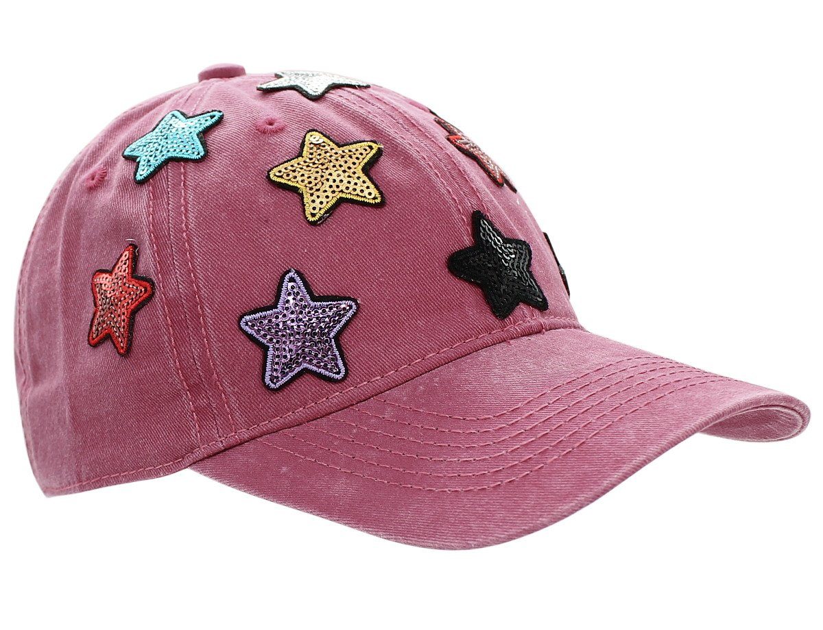 dy_mode Baseball Cap Damen Basecap mit Pailletten Kappe Baseball Cap Mütze Schirmmütze Bunte Pailletten Sternchen K101-Altrot