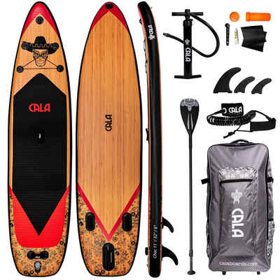 CALA SUP-Board CHAC, allround SUP inflatable, (Set, SUP BOARD inkl. Rucksack-Trolley, Leash zu Sicherung, 3 abnehmbaren Finnen, Double Action Pumpe, Carbon-Paddel (775g), Reparatur Kit und Kamera Halterung), Allrounder für Anfänger und Fortgeschrittene