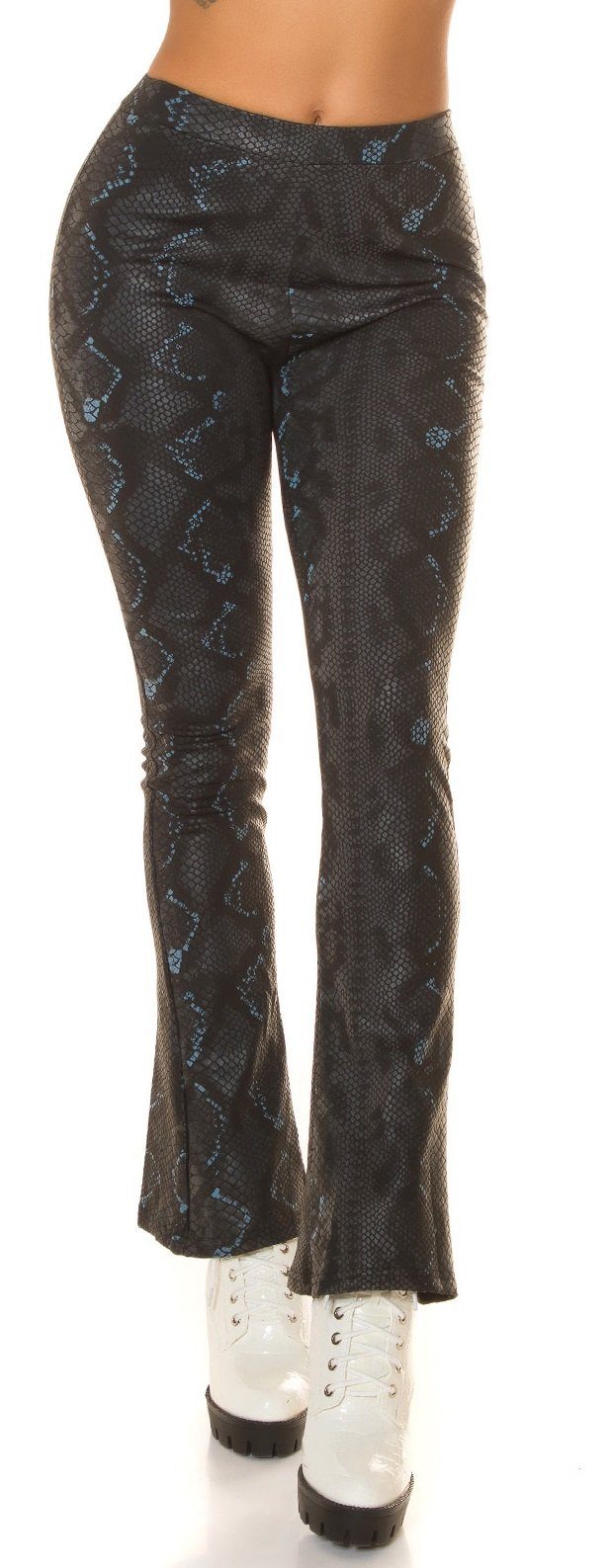 schwarz Koucla Snake-Print, Leggings Damenhose Schlaghose mit