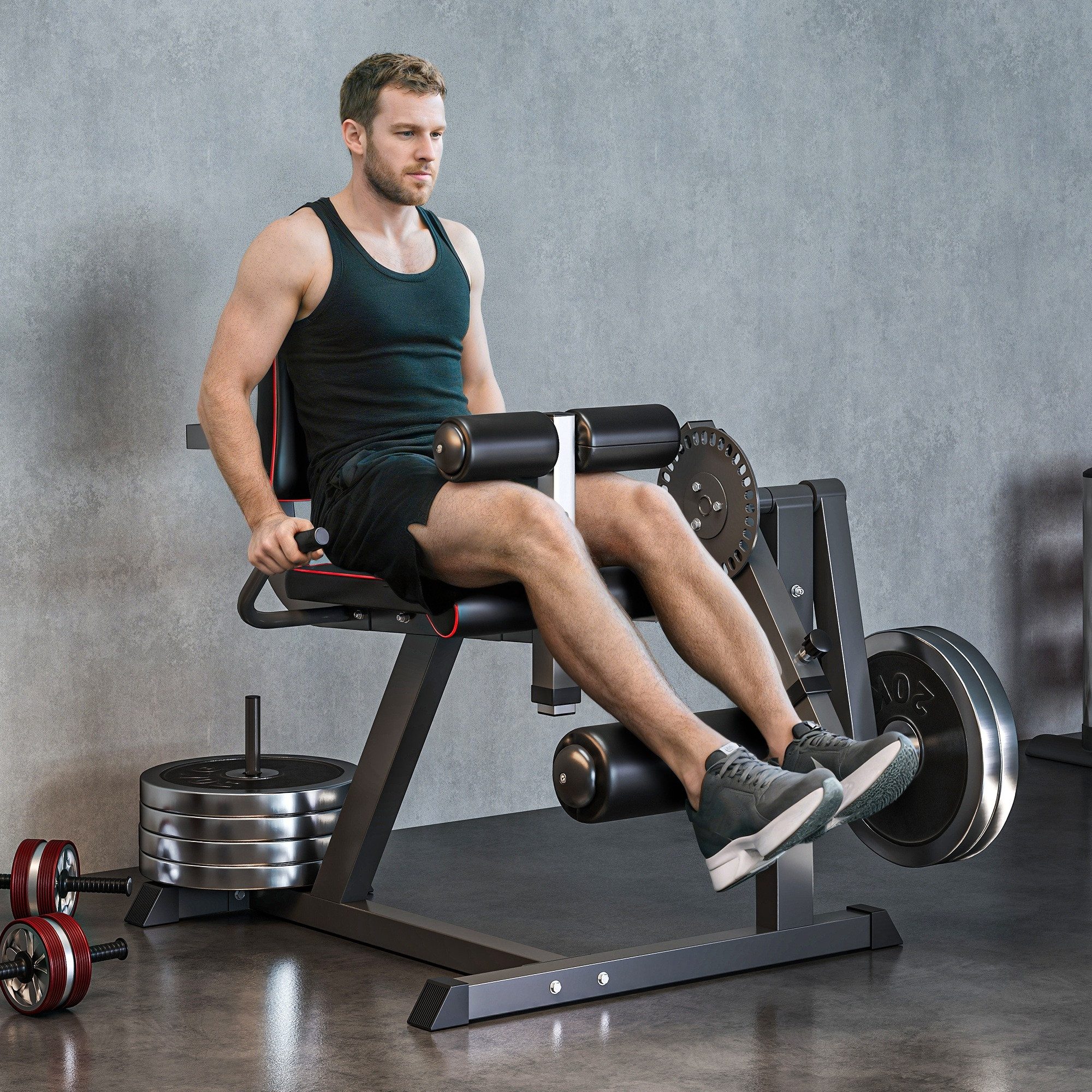SPORTNOW Multitrainer Beinstrecker, Beintrainer, Verstellbar, mit Plattenbeladung, (Beinbeuger, 1-St., Wadenmaschine), für Hüft-, Oberschenkel- und Unterkörper-Training