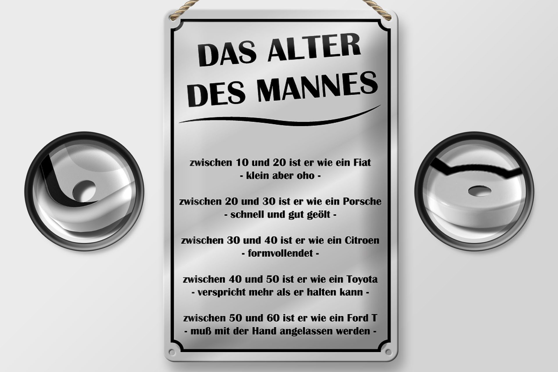 Femer GmbH Metallschild Spruch 20x30cm das Alter des Mannes, (1 St), gewölb günstig online kaufen