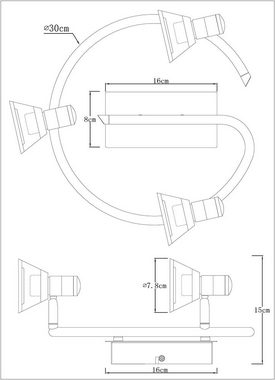 Globo LED Deckenleuchte, LED-Leuchtmittel fest verbaut, Warmweiß, Deckenleuchte 3 Flammig Spotrondell schwenkbar Deckenlampe Chrom