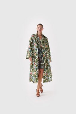 Boscana Trenchcoat Grüner Mantel im floralen Design