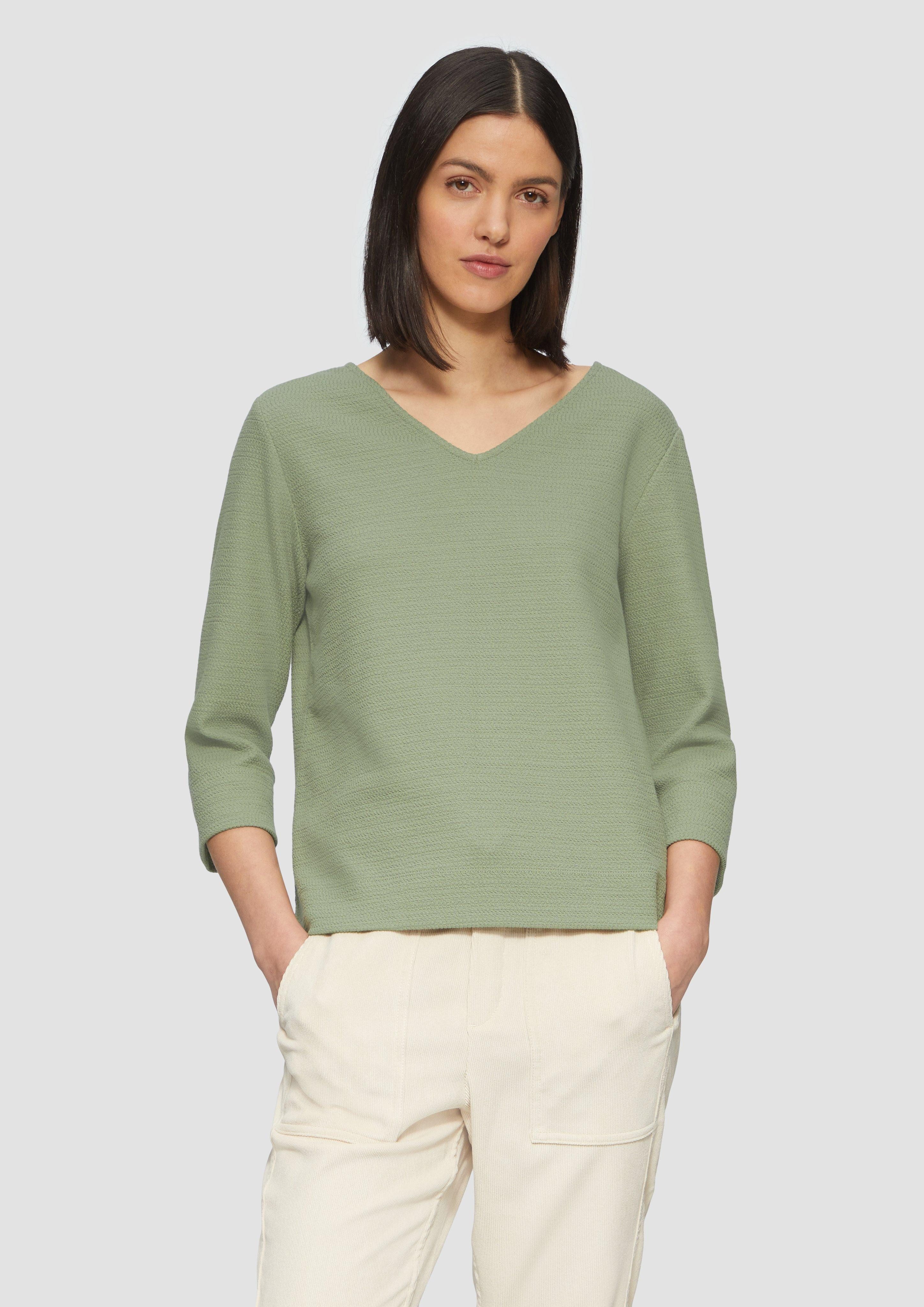 s.Oliver 3/4-Arm-Shirt Strukturiertes Sweatshirt aus Baumwollmix günstig online kaufen