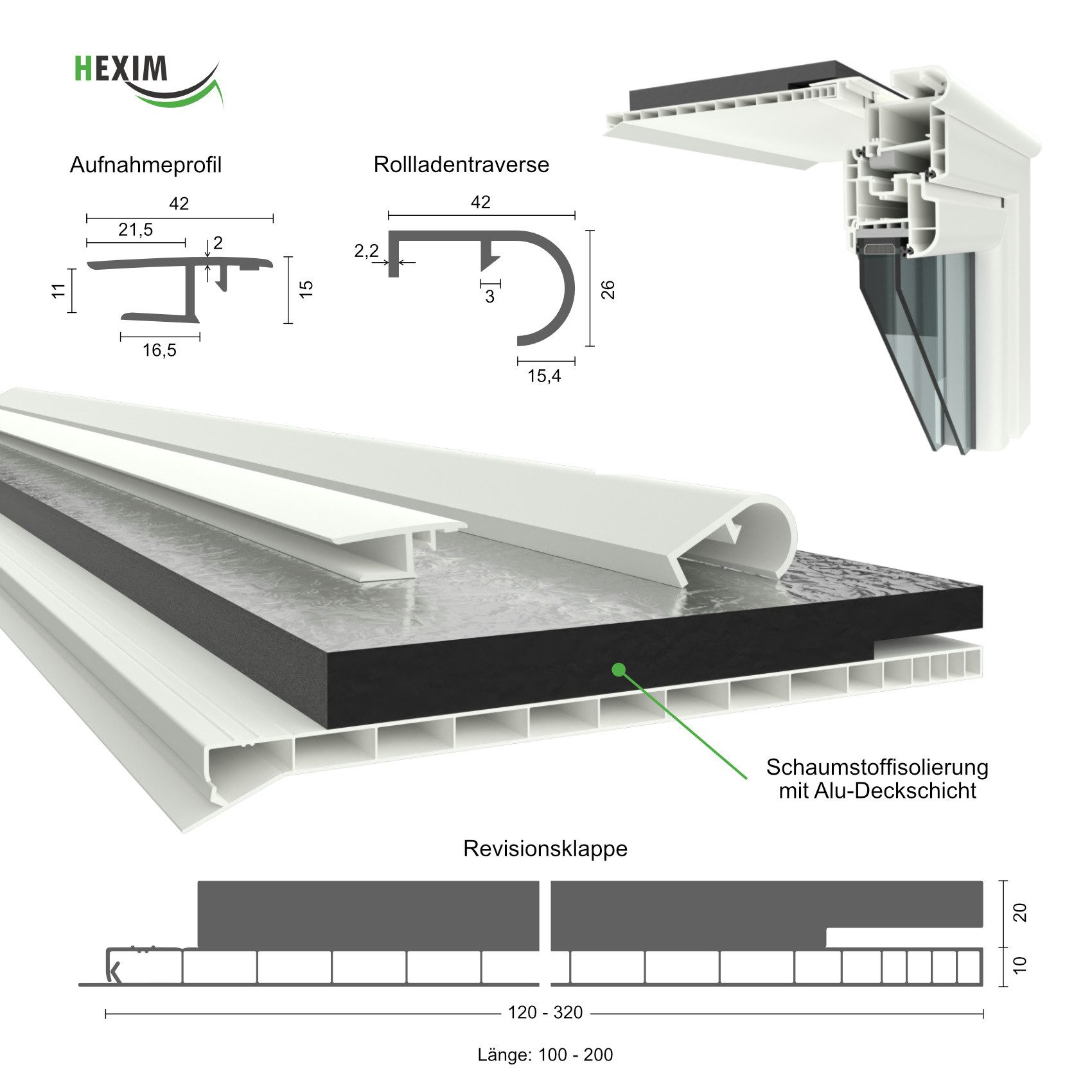 Hexim Rollladenkastendämmung, (Rollladenkastendämmung PVC Rollladentraverse günstig online kaufen