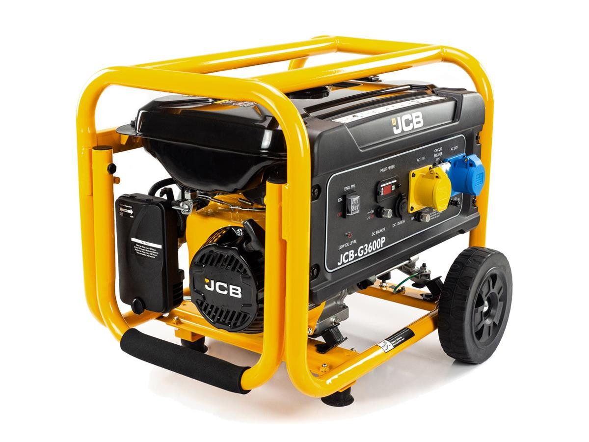 JCB Stromgenerator G3600P, 3.6 in kW, 7,5 PS, 3600 W Motorleistung, 224 cm³, Benzinmotor, Überlastungsschutz