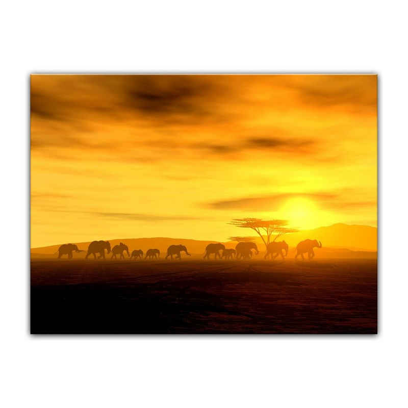 Bilderdepot24 Leinwandbild African Spirit - Die Wanderung der Elefanten, Tiere