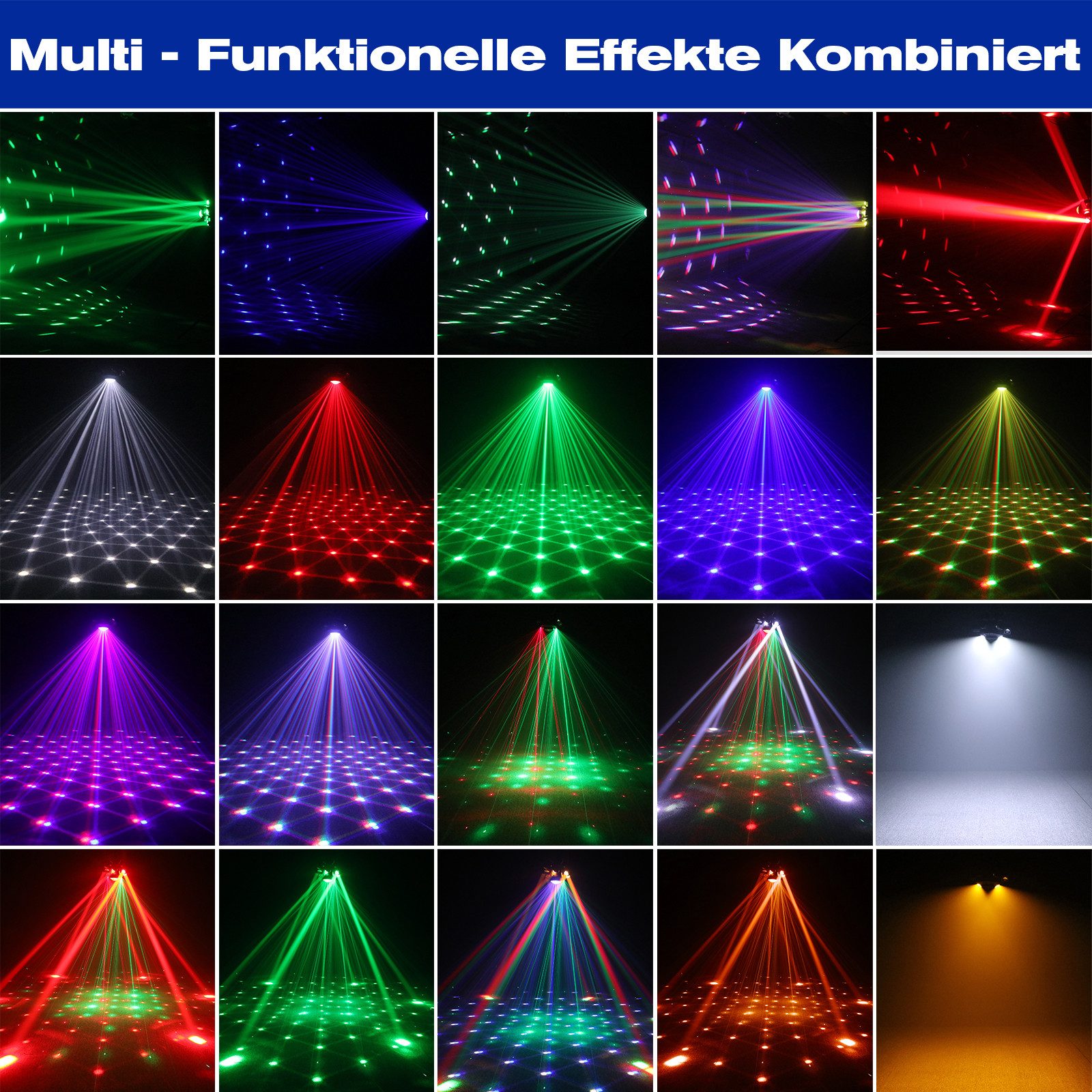 ZonQoonz Discolicht 150W 6-Arm Bühnenstrahllicht mit Sterneneffekt für DJ-Party-Hochzeit