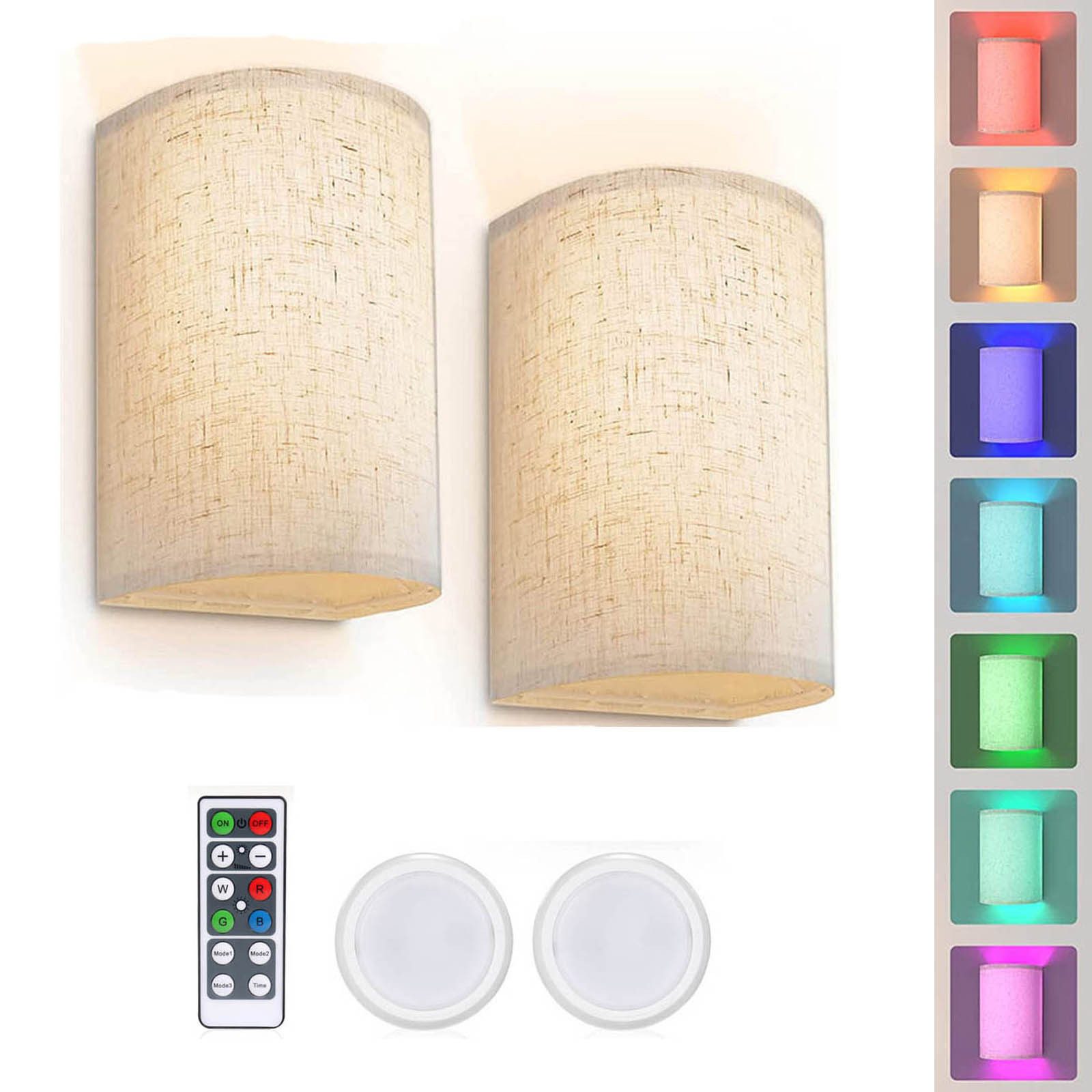Jibenhome LED Wandleuchte Wandleuchte USB Aufladbar, RGB Nachttischlampe, Fernbedienung&Timing, Wiederaufladbare, Dimmbar, Magneti für Treppenbe Flur Schlafzimmer