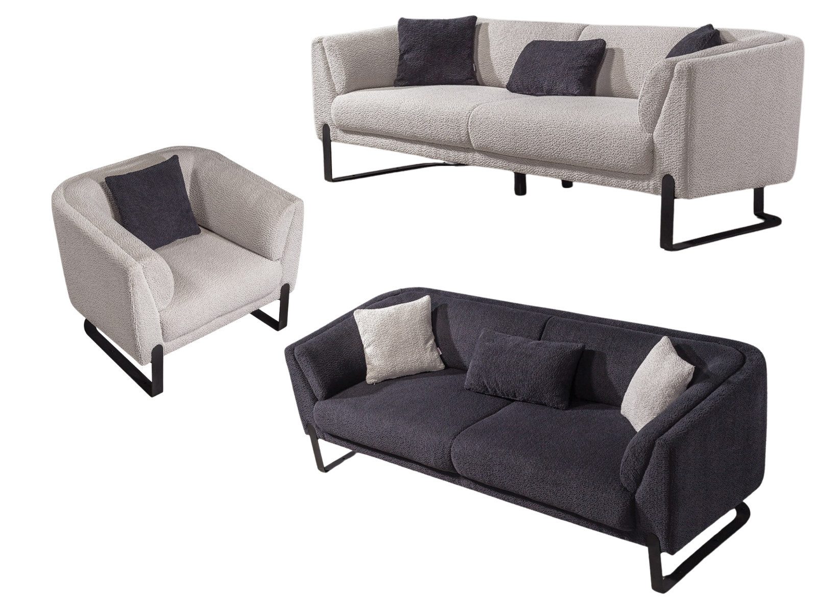 Villa Möbel Polstergarnitur Savana, (Sofa Set, Set besteht aus: 2 Sitzer+2 Sitzer+Sessel), Quality Made in Turkey- Pflegeleichter Webstoff