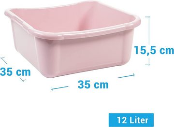 Centi Rührschüssel 3er Set Waschschüssel, Wanne, Spülschüssel, eckig Spülschüsseln, Kunststoff, (12 L, H15 cm, B x T 35x35 cm, Farbe: pastell rosa, grau, 3-tlg), Spülschüsseln aus Stabilem Kunststoff, Spülwanne, Made in EU