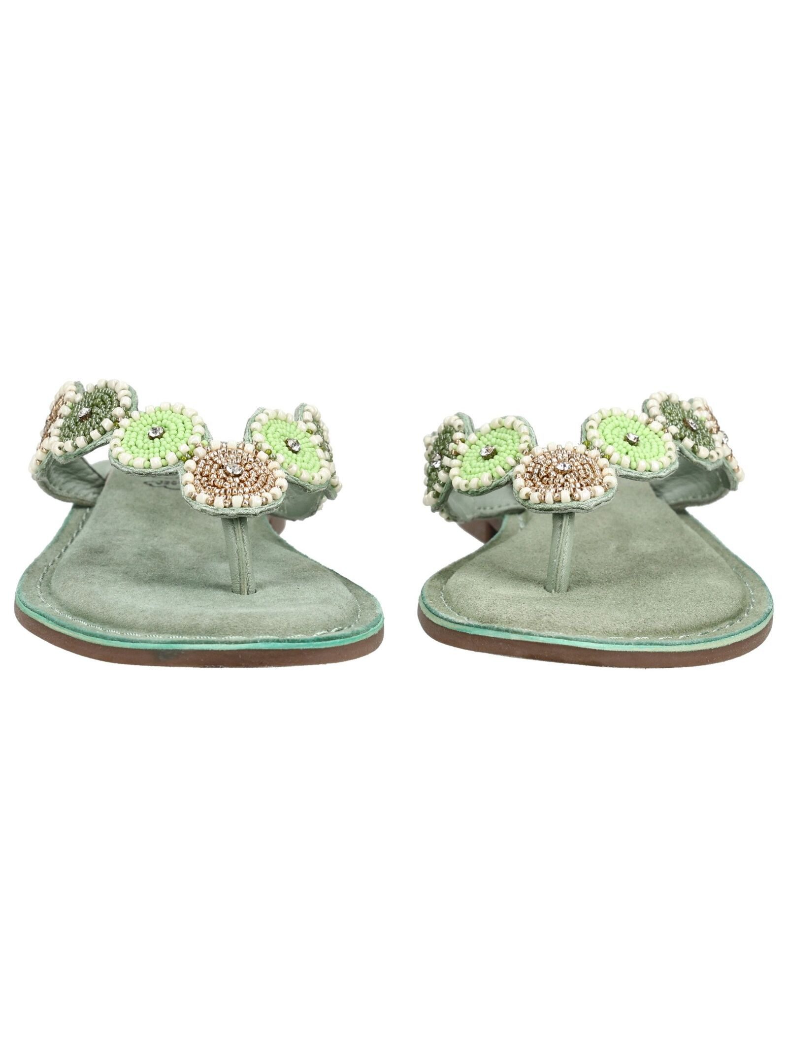 Lazamani Lazamani Pantoletten Leder/Textil Zehentrenner