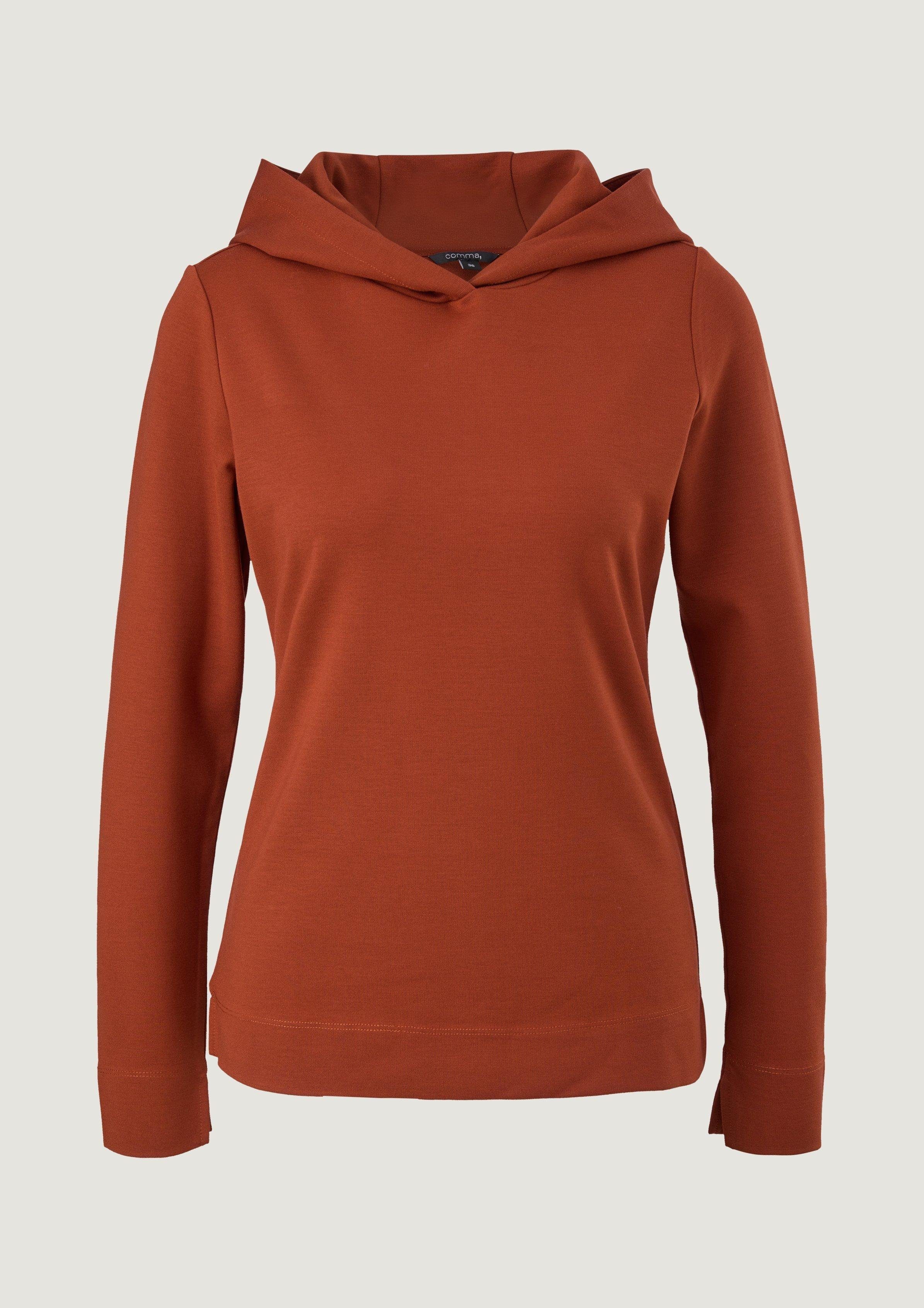 dark orange mit Comma Jerseyshirt Kapuze Langarmshirt