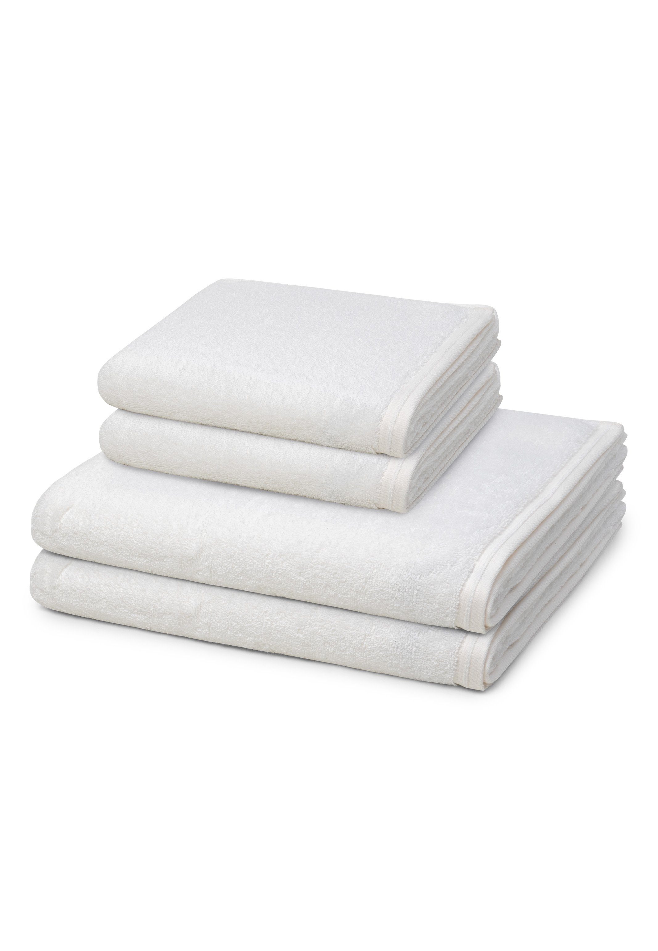 Vossen Handtuch Set 4er Pack Vegan Life, Walkfrottee (Spar-Set, 4-St), 2 X Handtuch 2 X Duschtuch im Set - Baumwolle