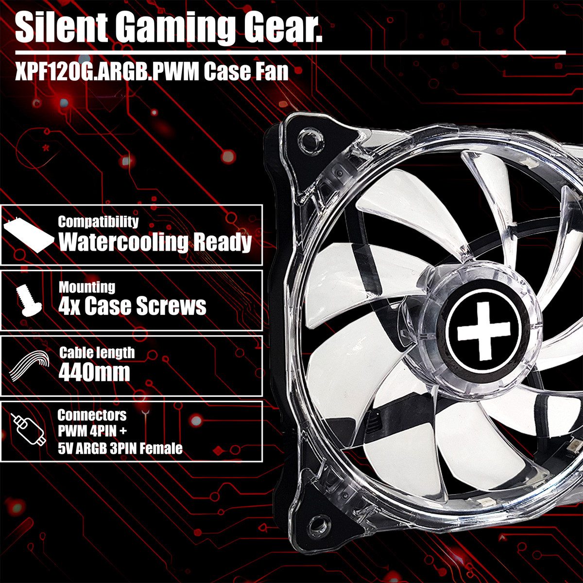 Xilence Gehäuselüfter XPF120G.ARGB.PWM Lüfter Hydro Bearing, XF092
