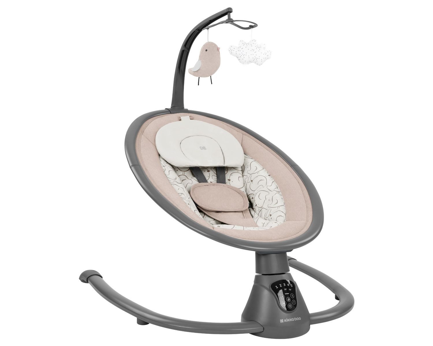 Kikkaboo Babywippe Twiddle, 5 Schaukelgeschwindigkeiten, Fernbedienung, Timer, 5-Punkt-Gurt