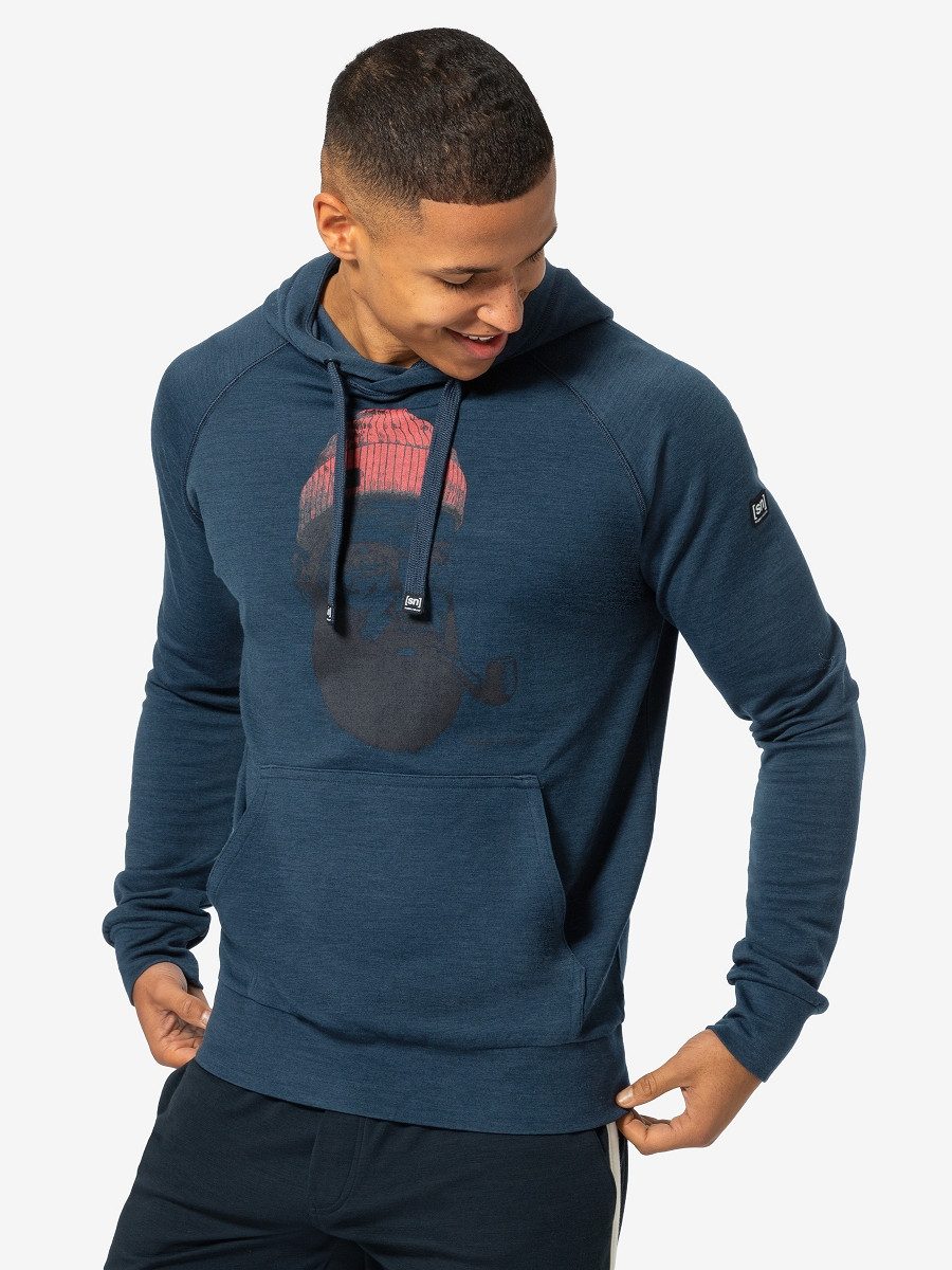 SUPER.NATURAL Hoodie für Herren, Merino FAV SAILOR HOODIE Segel Motiv, Urlaubsfeeling