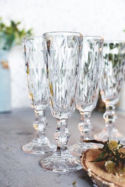 Sendez Sektglas 6 Sektgläser 150ml auf Fuß Beate Sektkelche Champagner Prosecco Sektglas Proseccoglas, Glas
